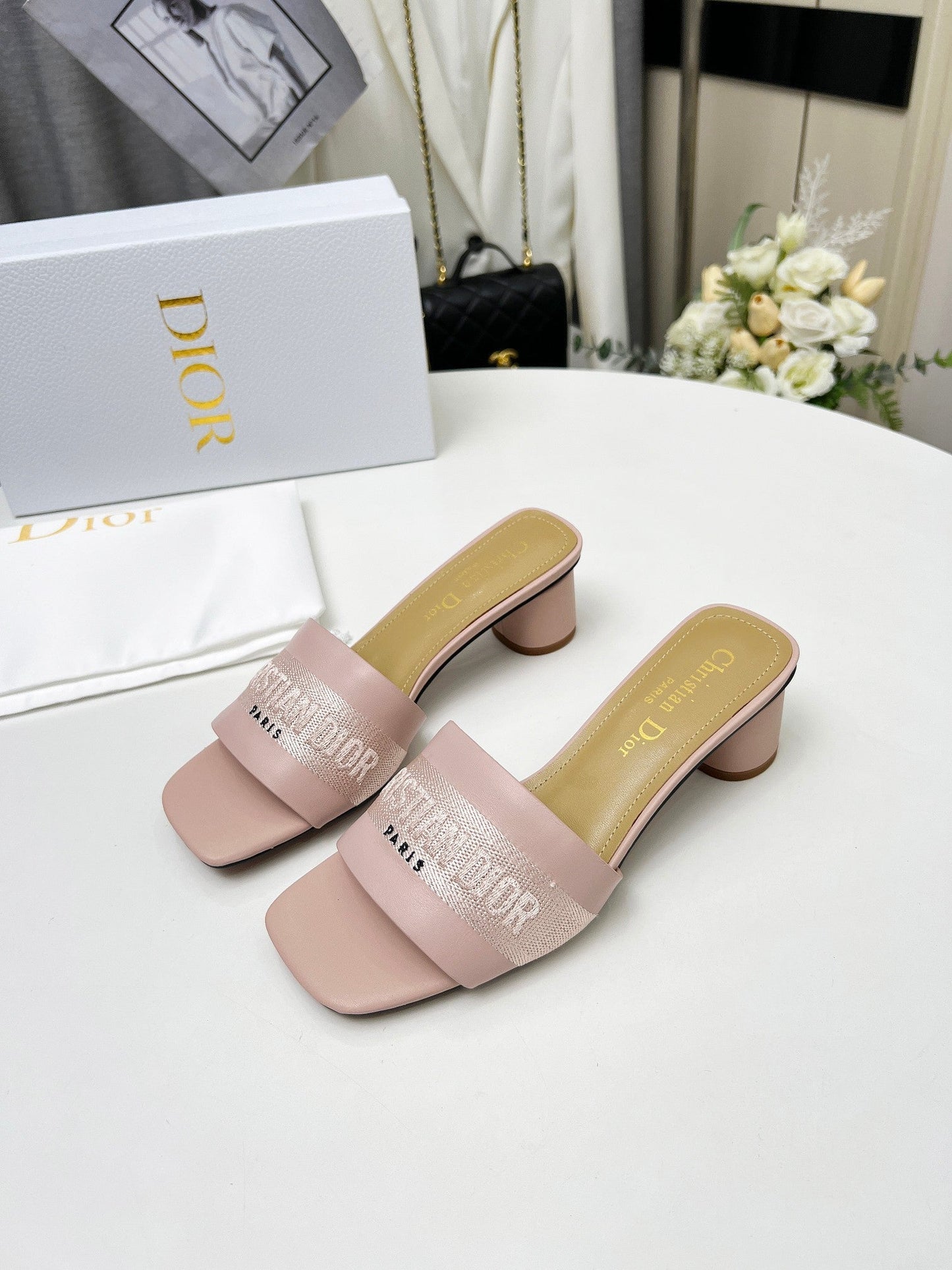 DIOR dway 45 pink canvas calfskin