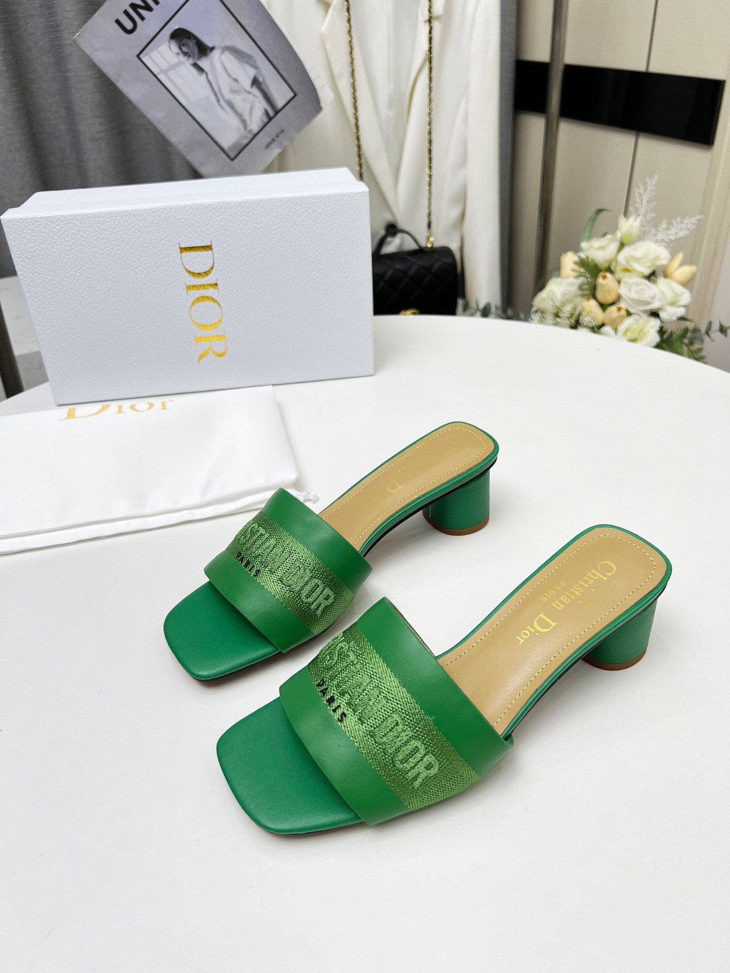 DIOR dway 45 green canvas calfskin