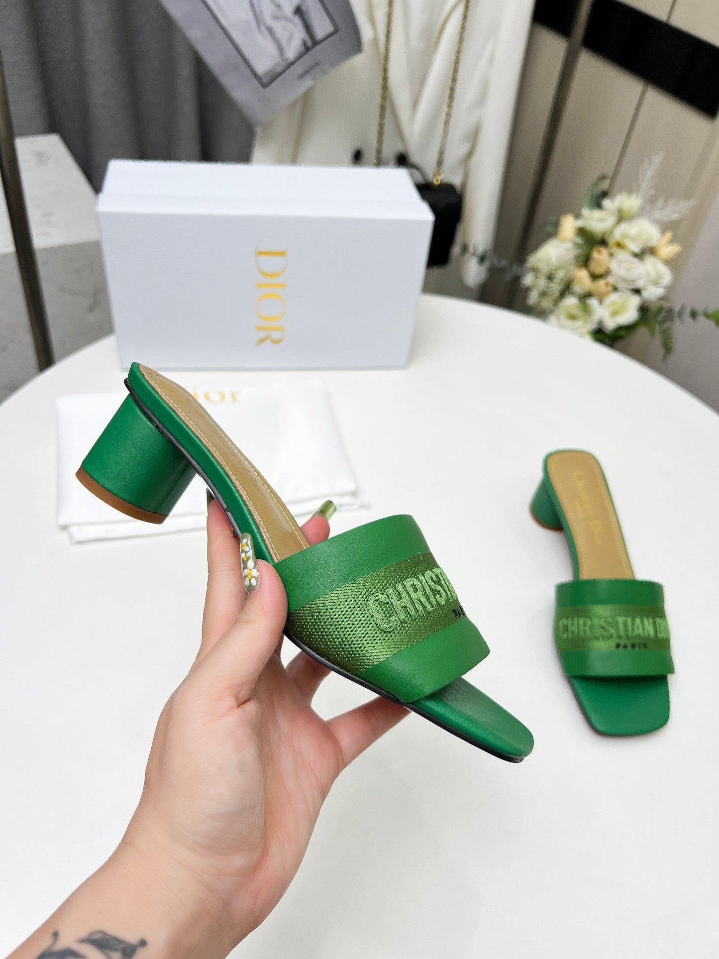 DIOR dway 45 green canvas calfskin