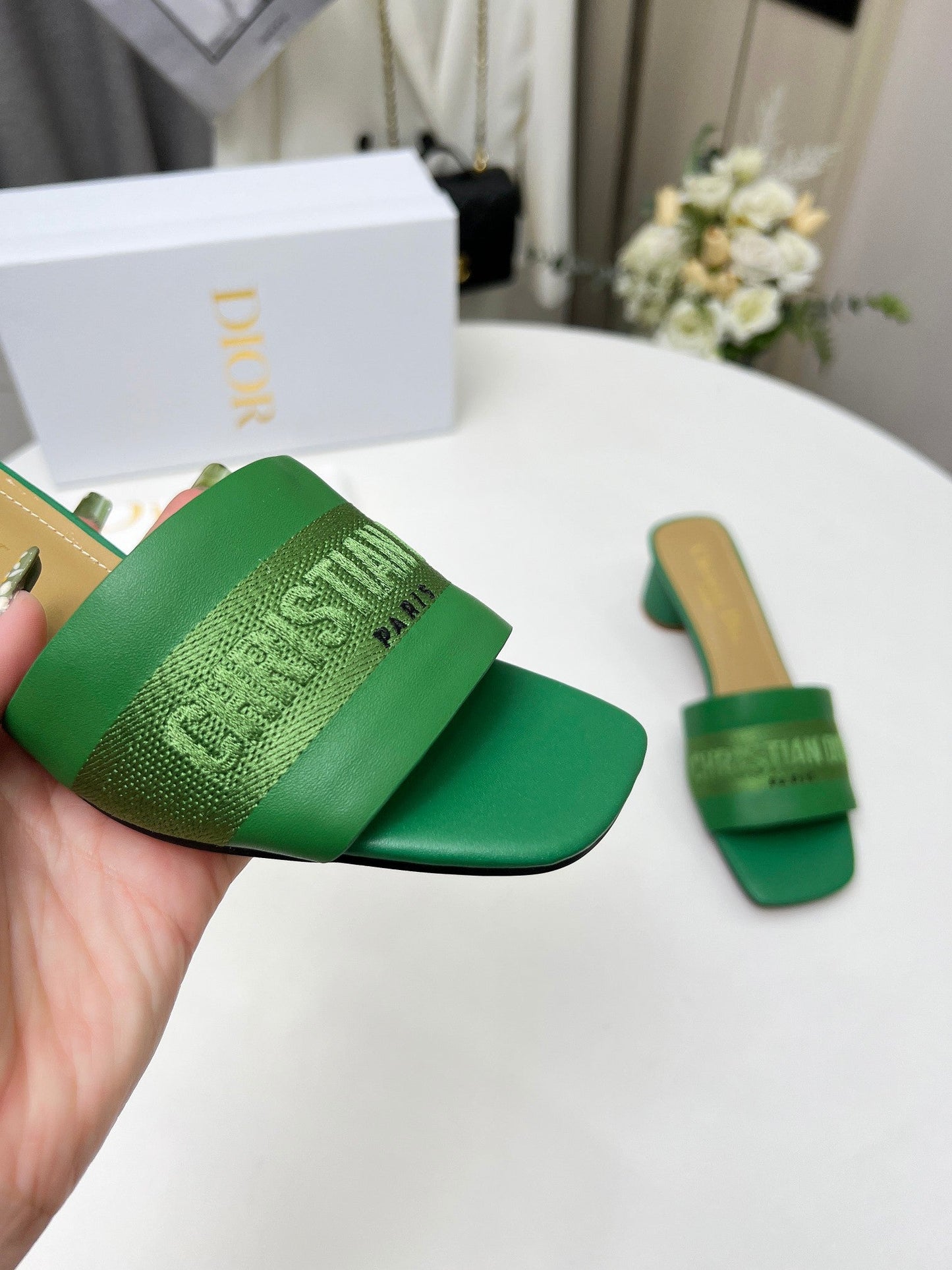 DIOR dway 45 green canvas calfskin
