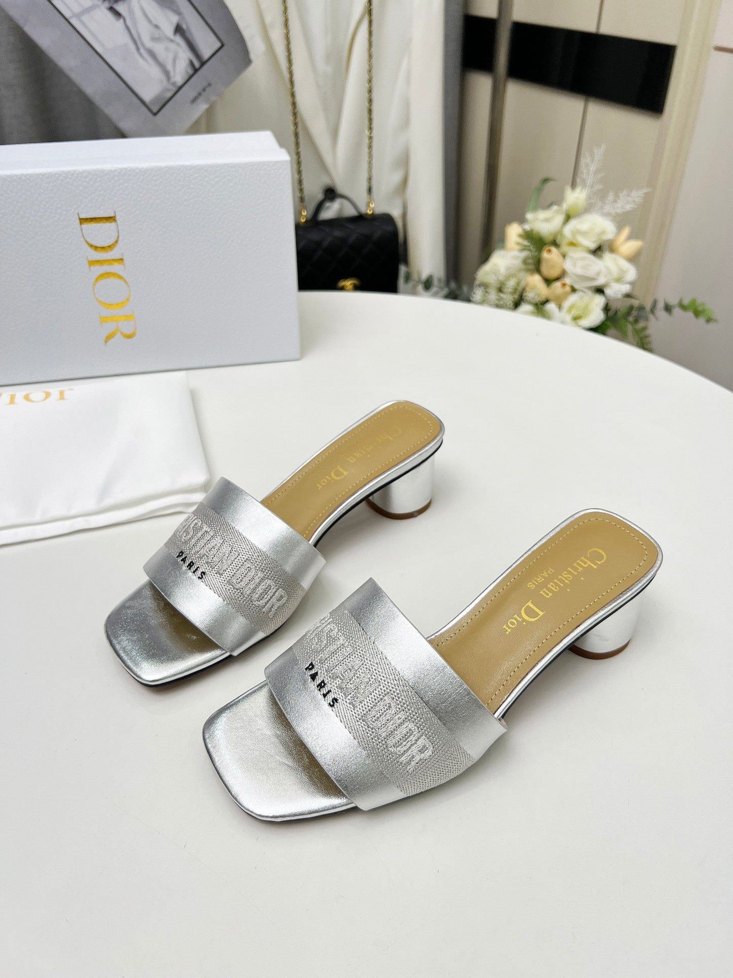 DIOR dway 45 silver-tone canvas calfskin