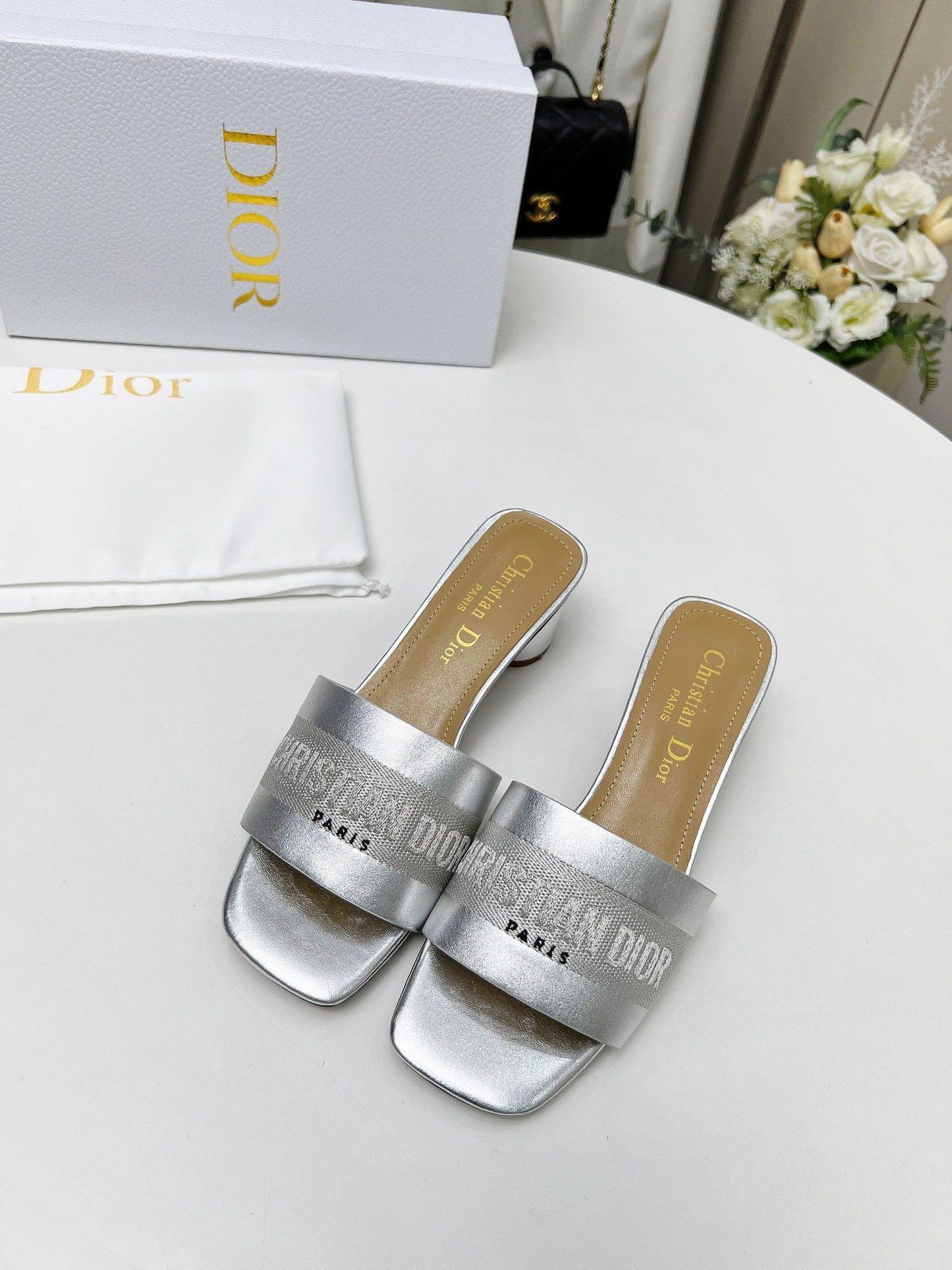 DIOR dway 45 silver-tone canvas calfskin