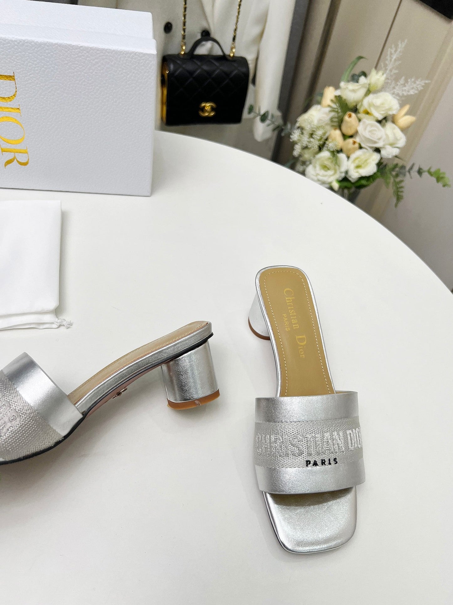 DIOR dway 45 silver-tone canvas calfskin