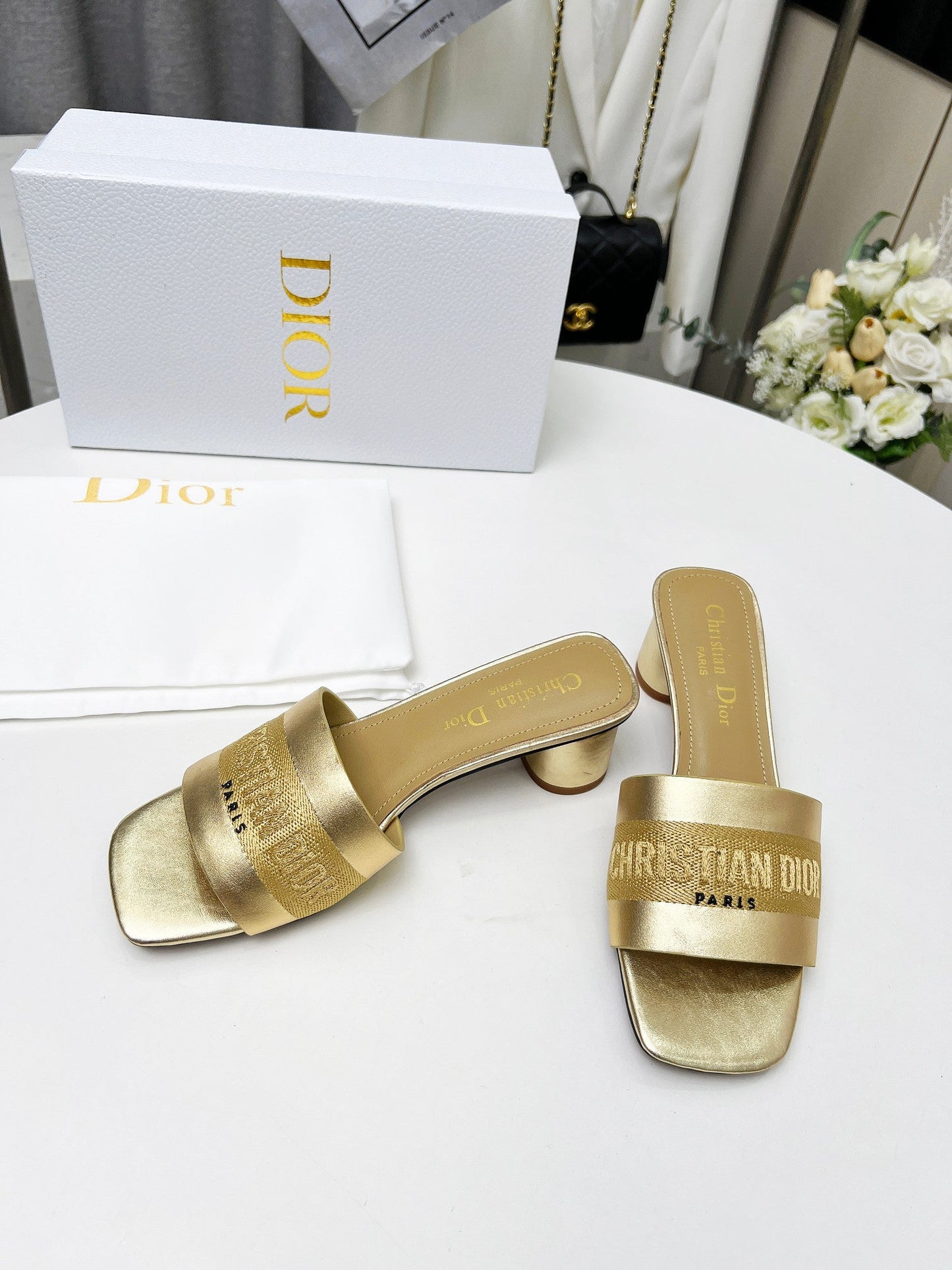 DIOR dway 45 gold-tone canvas calfskin