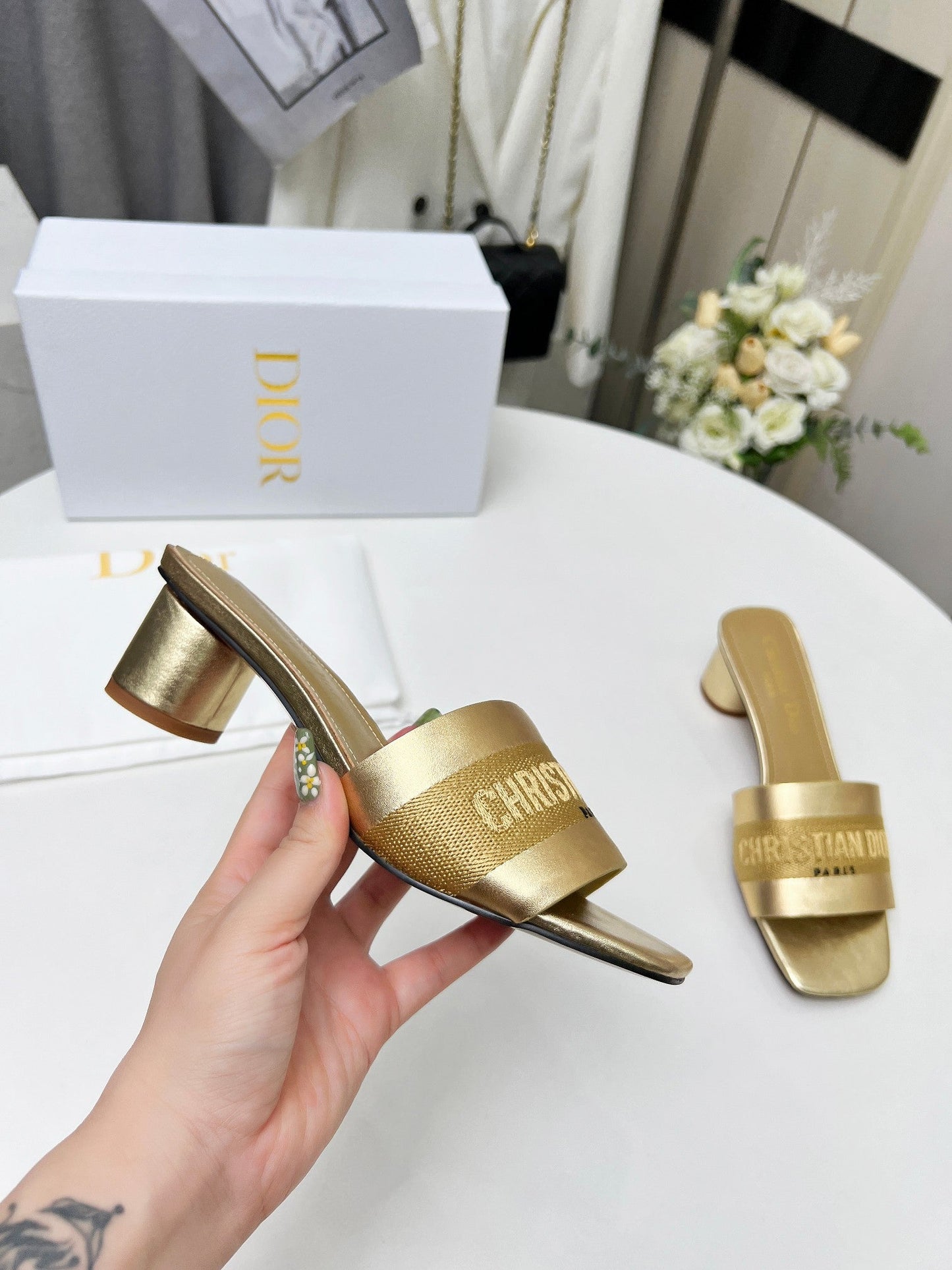 DIOR dway 45 gold-tone canvas calfskin