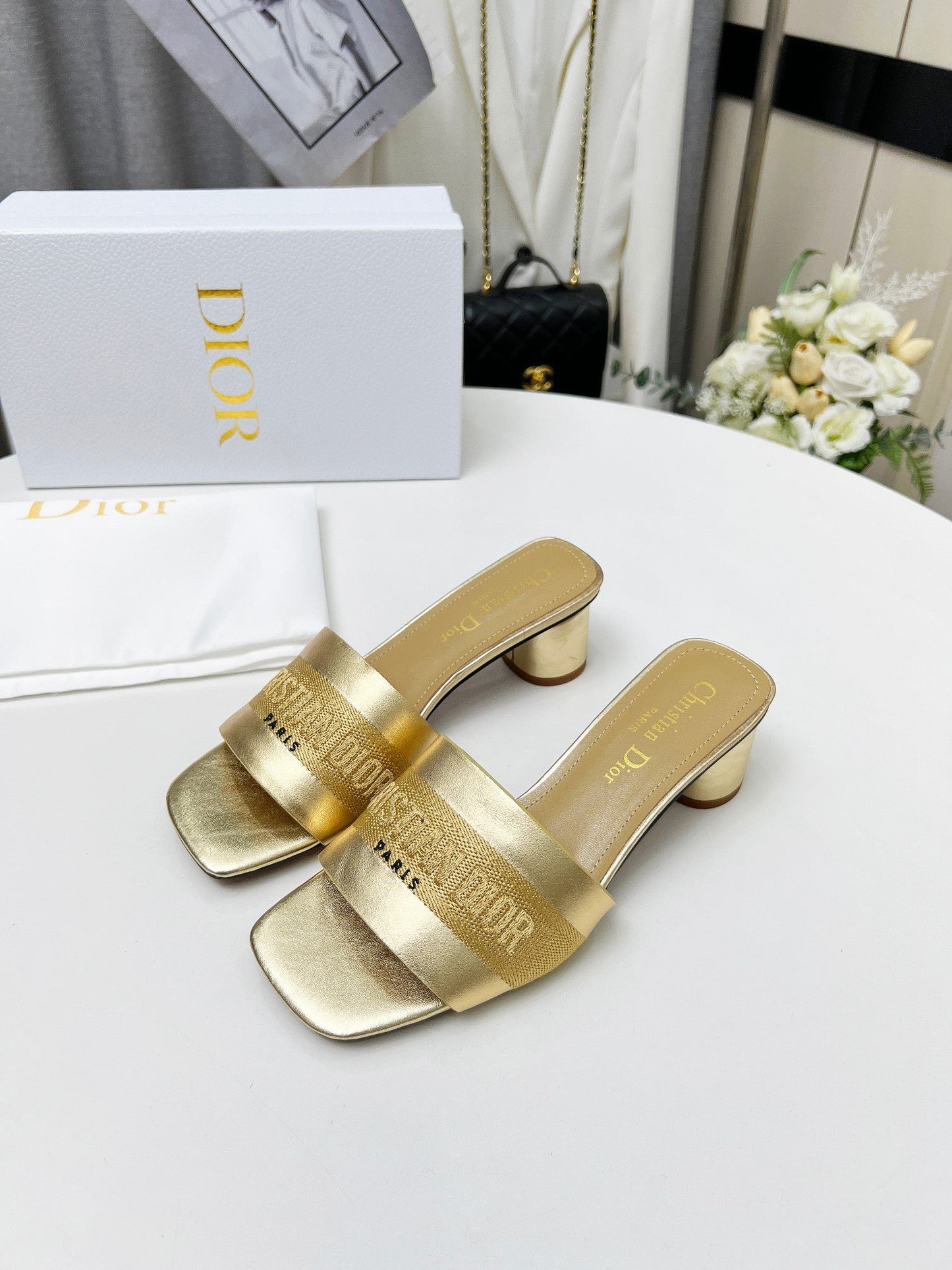 DIOR dway 45 gold-tone canvas calfskin