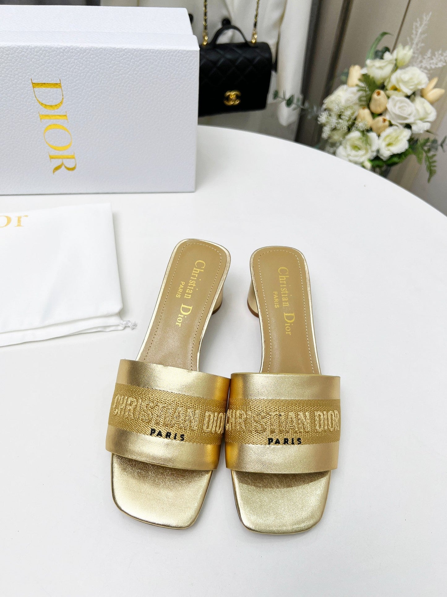DIOR dway 45 gold-tone canvas calfskin