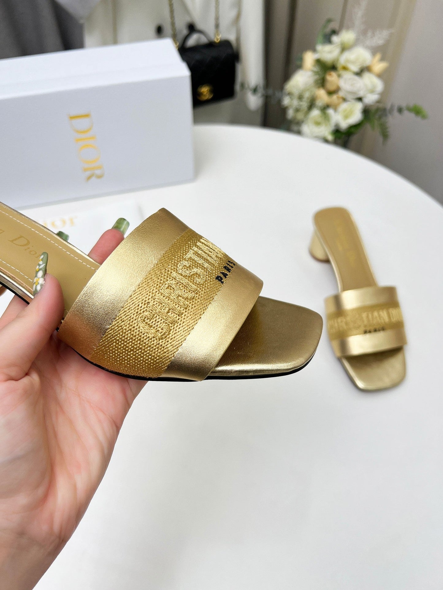 DIOR dway 45 gold-tone canvas calfskin