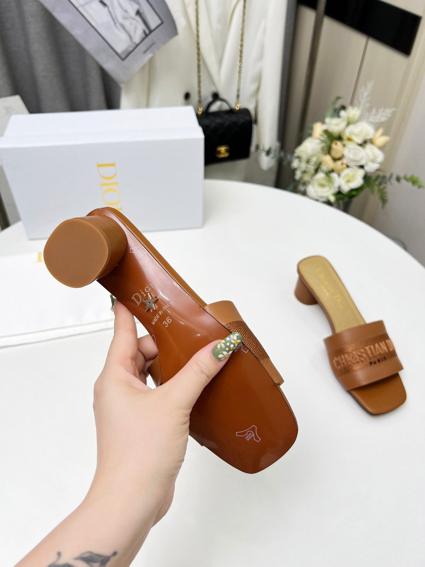 DIOR dway 45 brown canvas calfskin