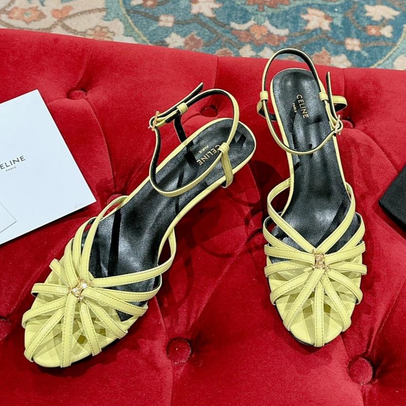 Celine TRIOMPHE SANDAL 85 MM IN LIGHT YELLOW LAMBSKIN