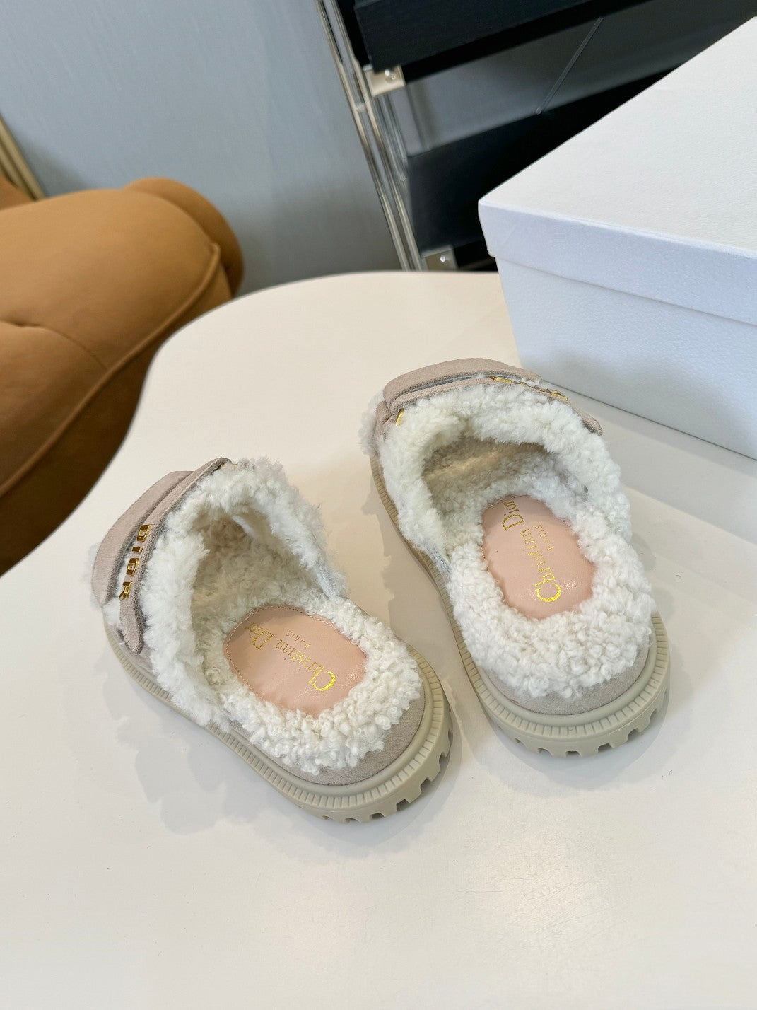 DIOR DIORact Slide Grey Suede And Fleece Lining