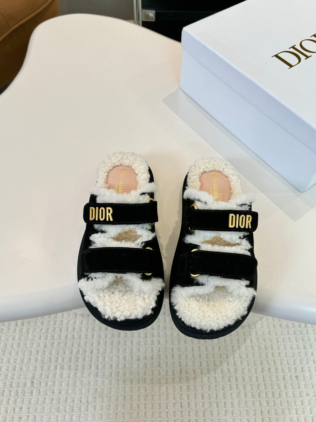 DIOR DIORact Slide Black Suede And Fleece Lining
