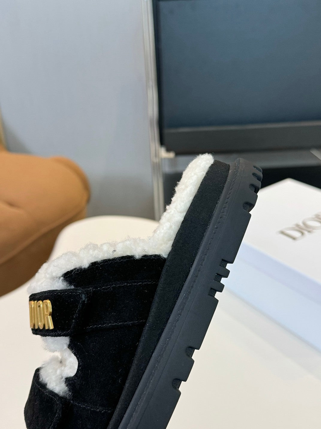 DIOR DIORact Slide Black Suede And Fleece Lining