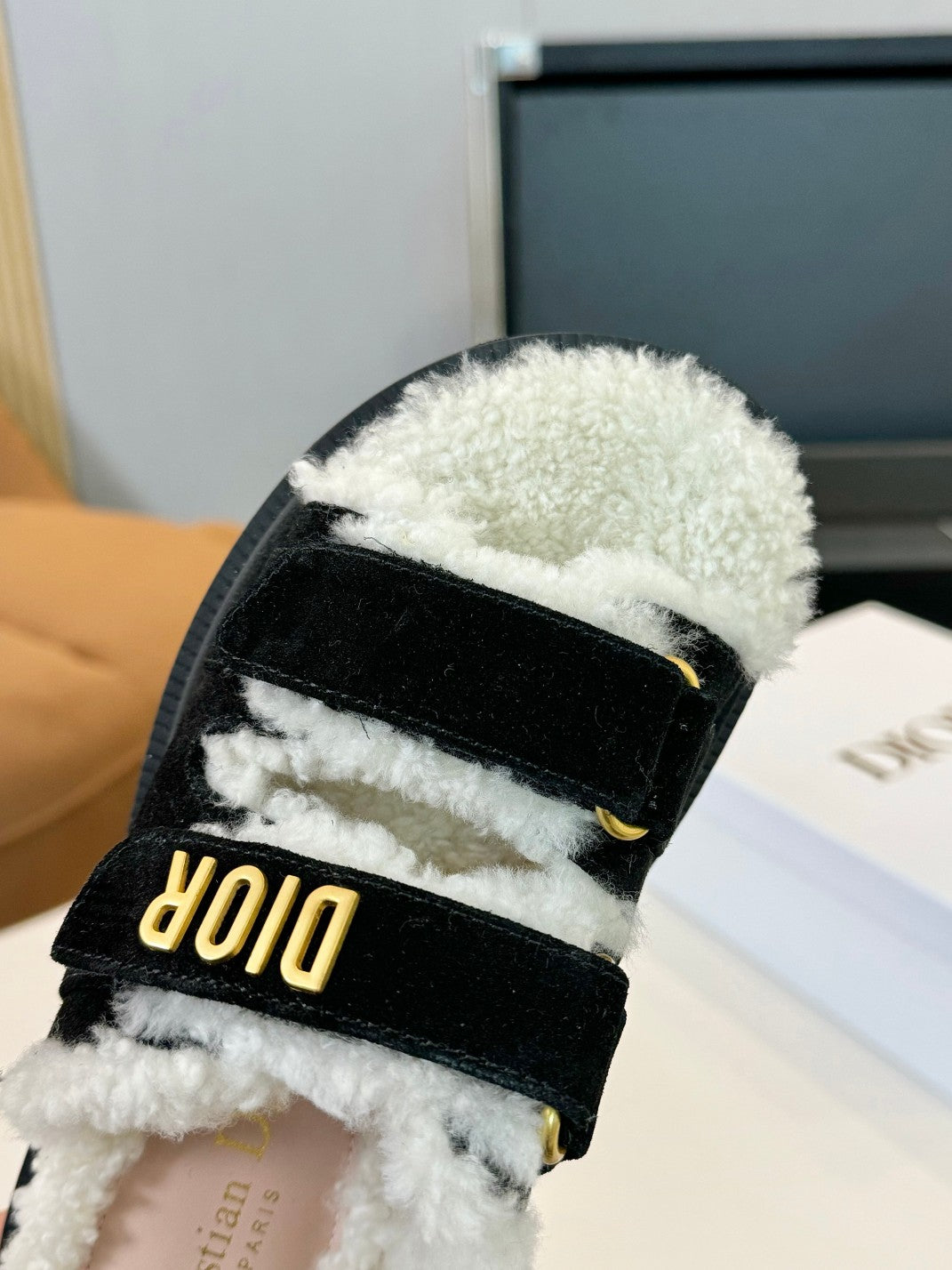 DIOR DIORact Slide Black Suede And Fleece Lining