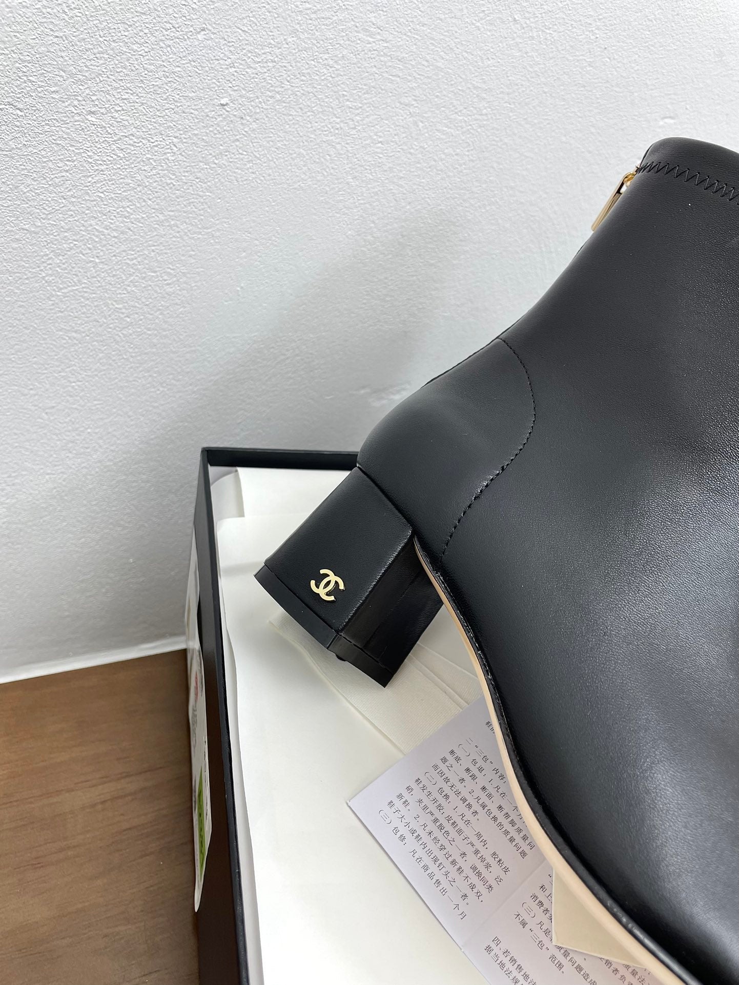 CHANEL Ankle Boots 50mm Black Chain Lambskin