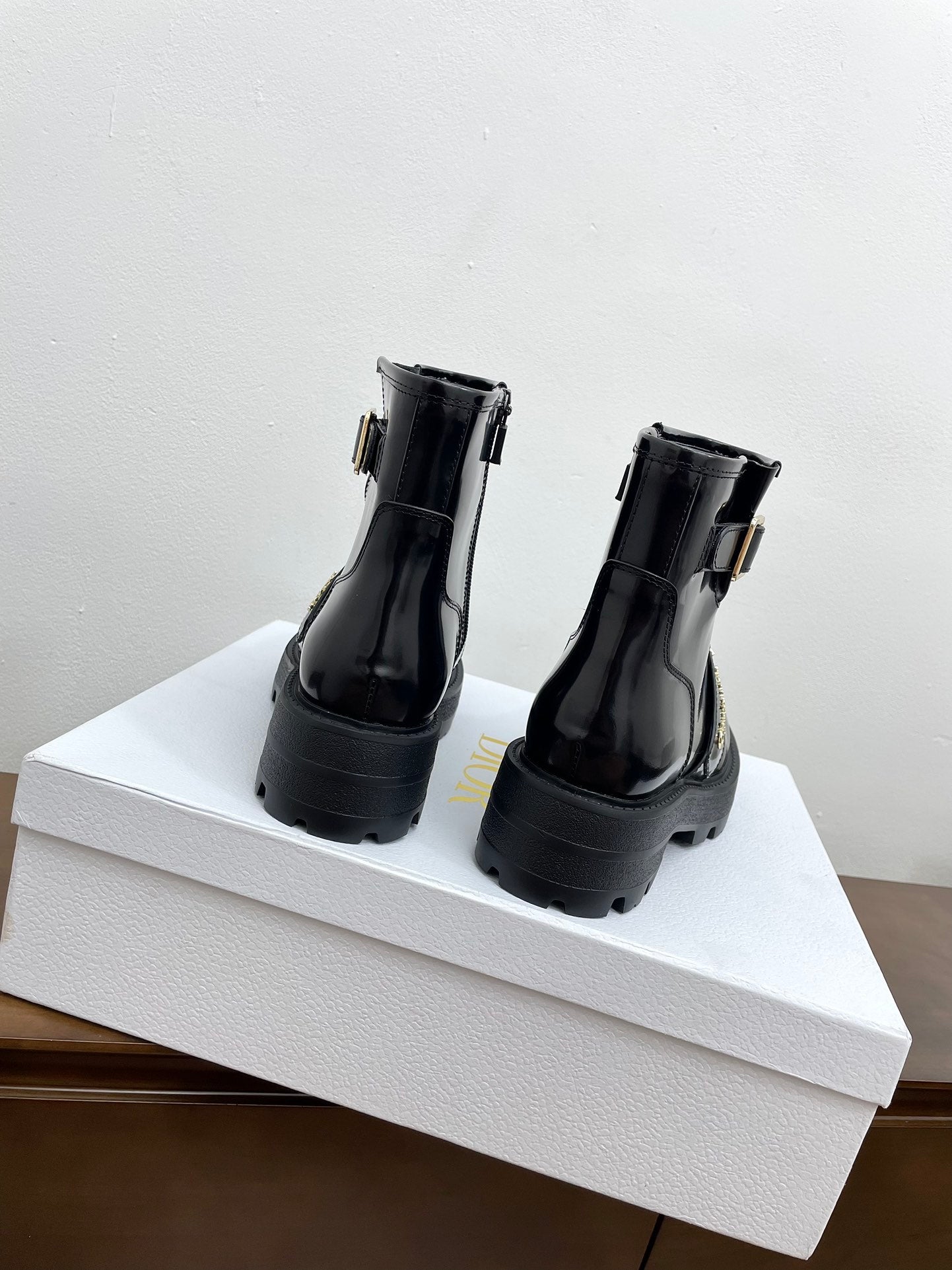 DIOR D-Quest Ankle Boot 40mm Glossy Black Calfskin