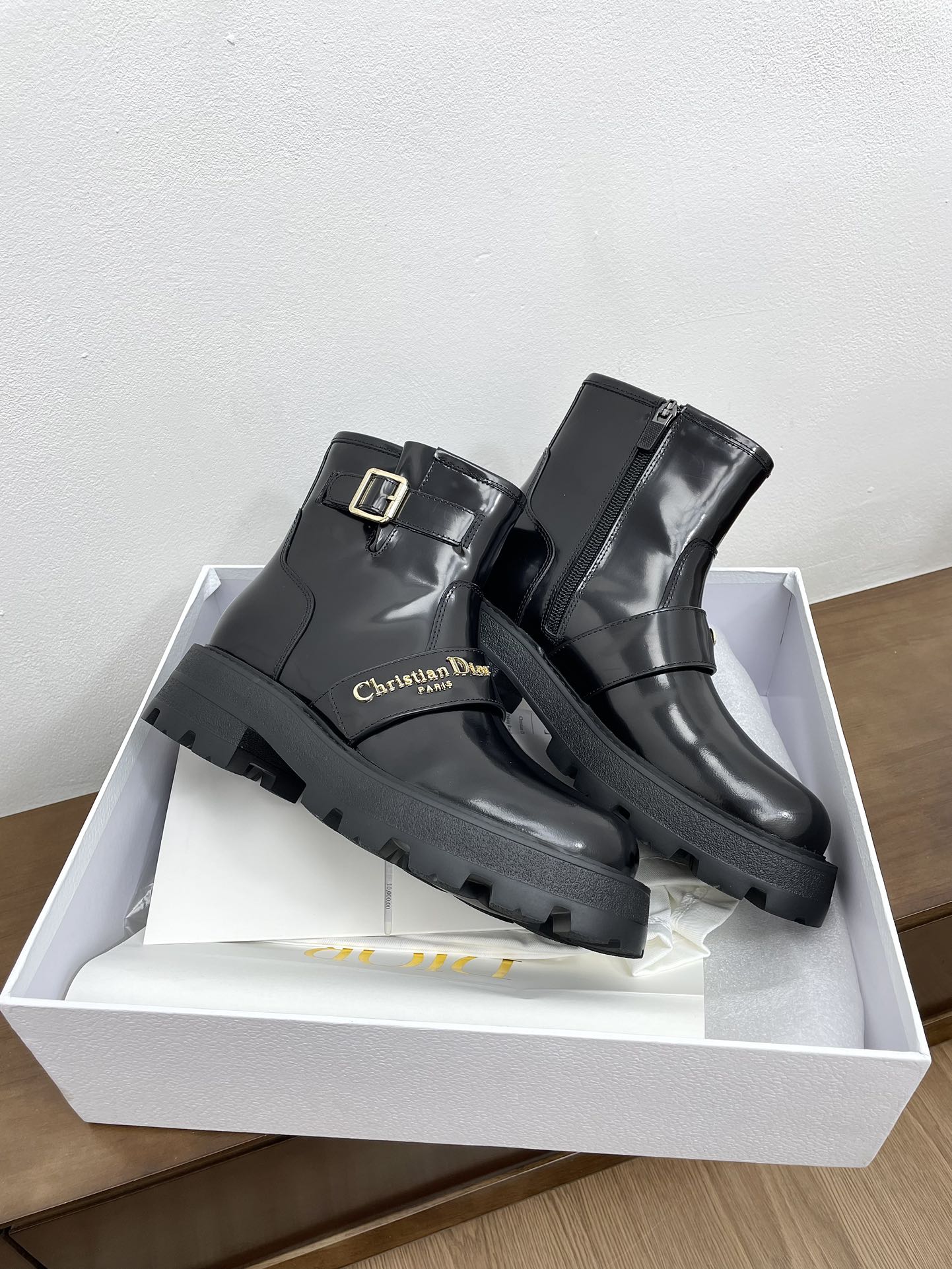 DIOR D-Quest Ankle Boot 40mm Glossy Black Calfskin