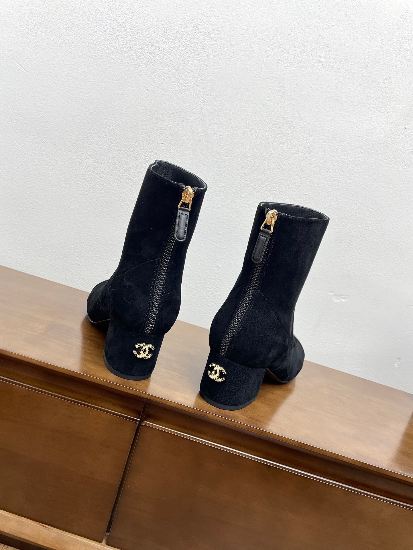 CHANEL Ankle Boots 50mm Black Suede