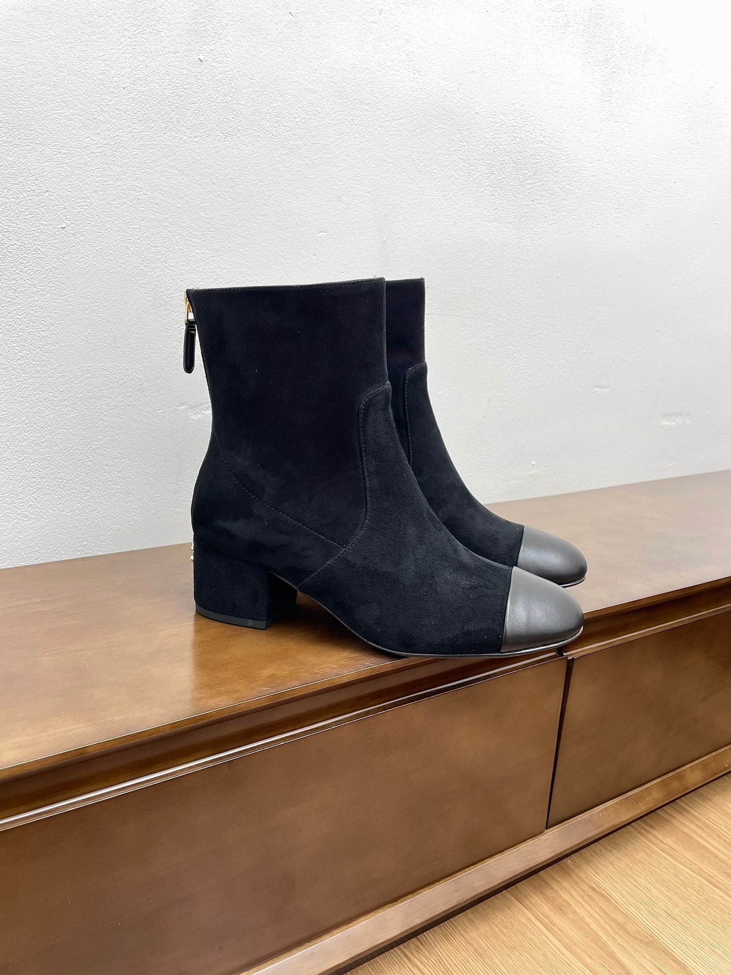 CHANEL Ankle Boots 50mm Black Suede