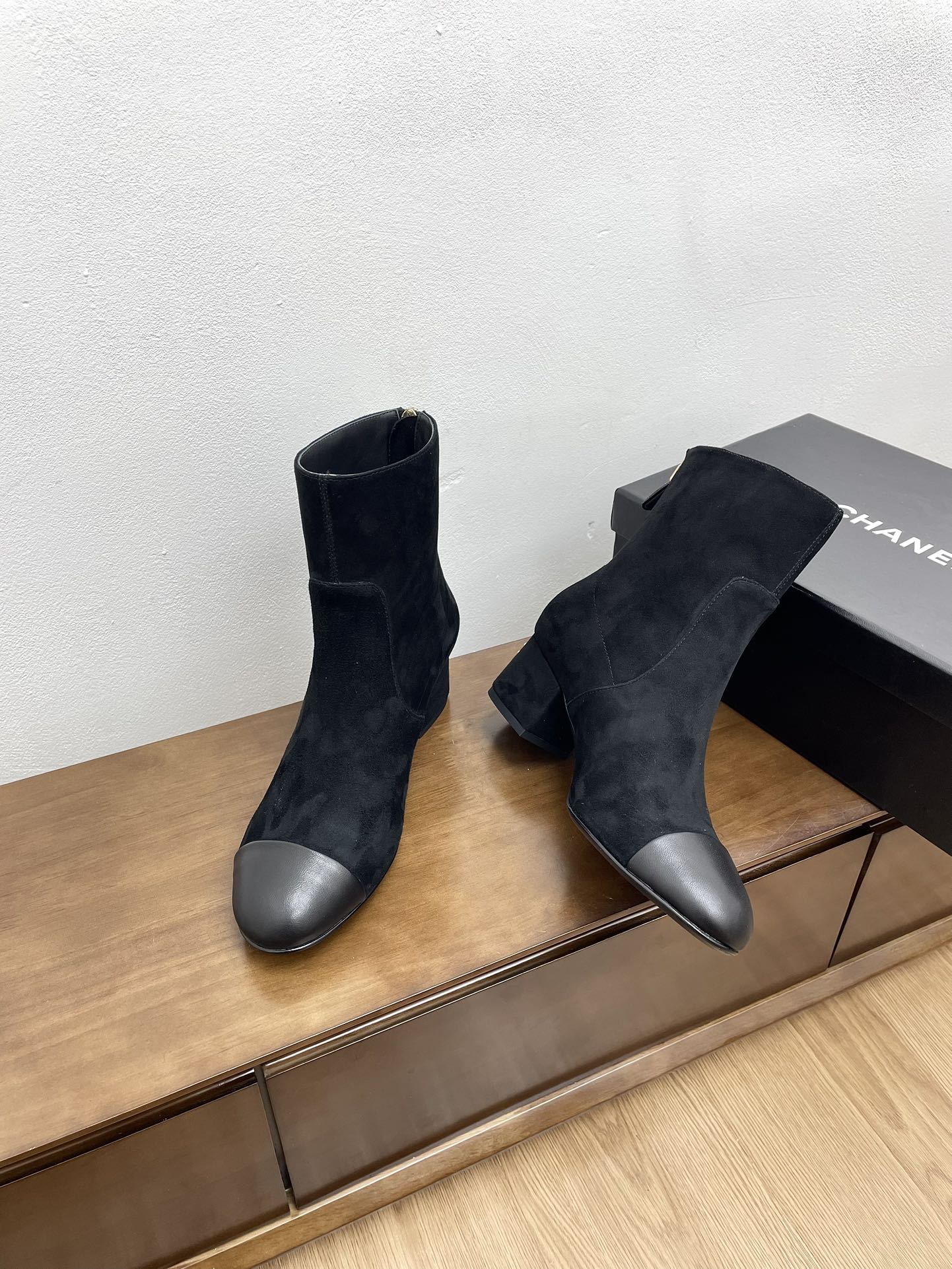 CHANEL Ankle Boots 50mm Black Suede