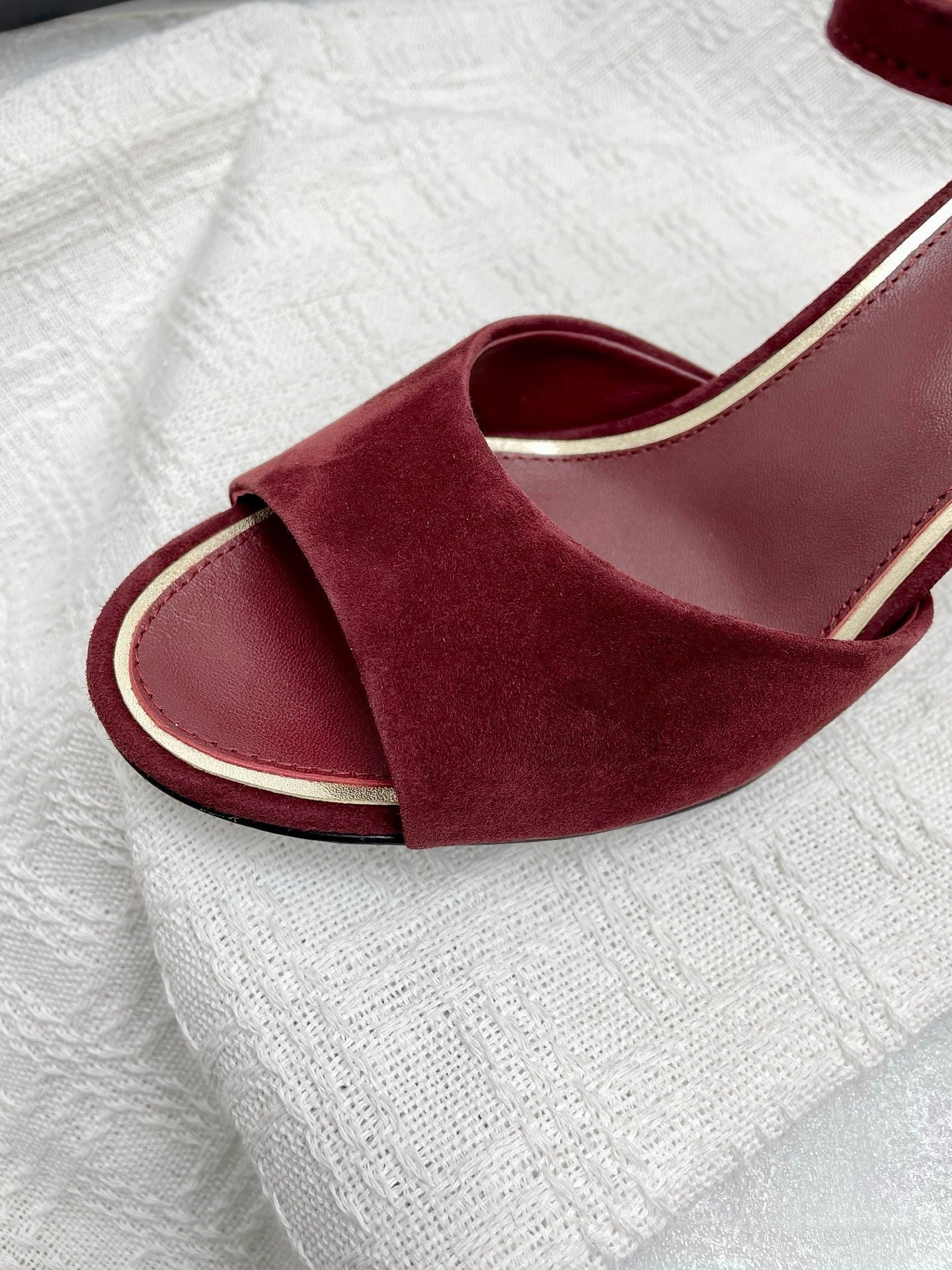 CHANEL 25p Slingback Heel 8cm Burgundy Suede