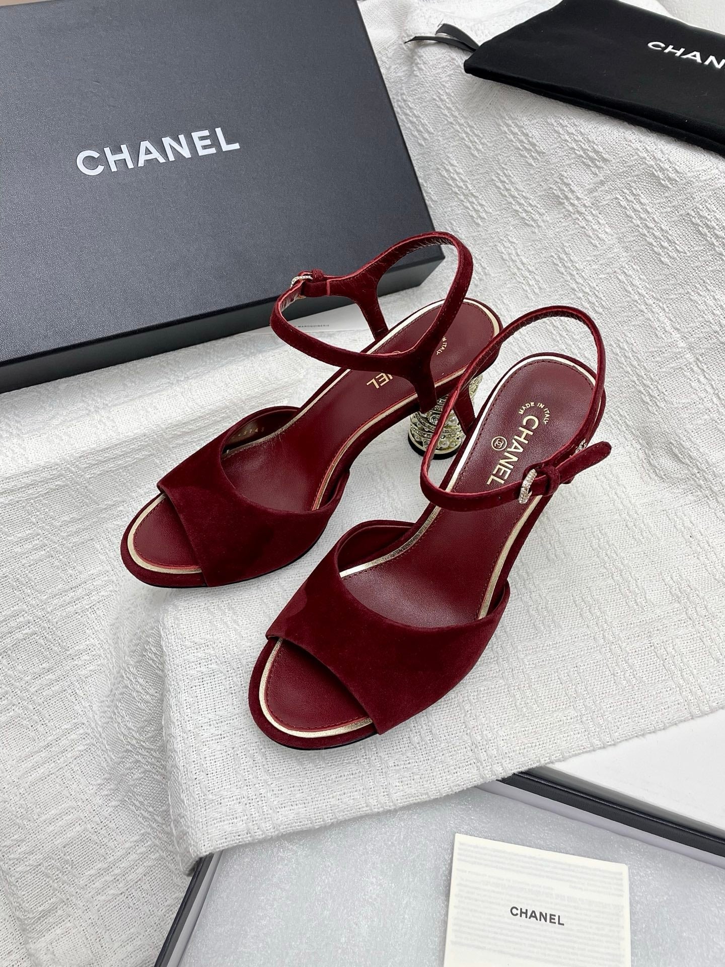 CHANEL 25p Slingback Heel 8cm Burgundy Suede