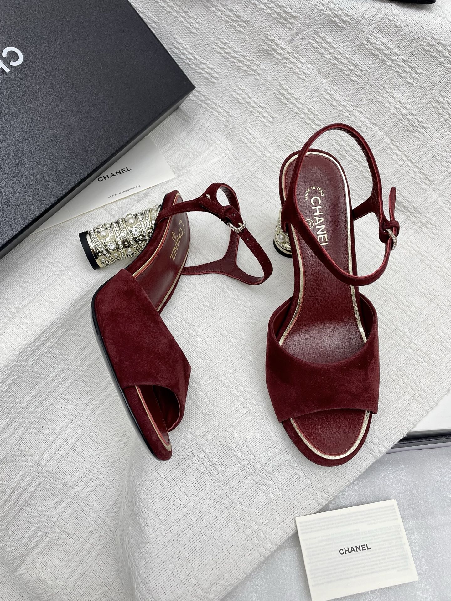 CHANEL 25p Slingback Heel 8cm Burgundy Suede