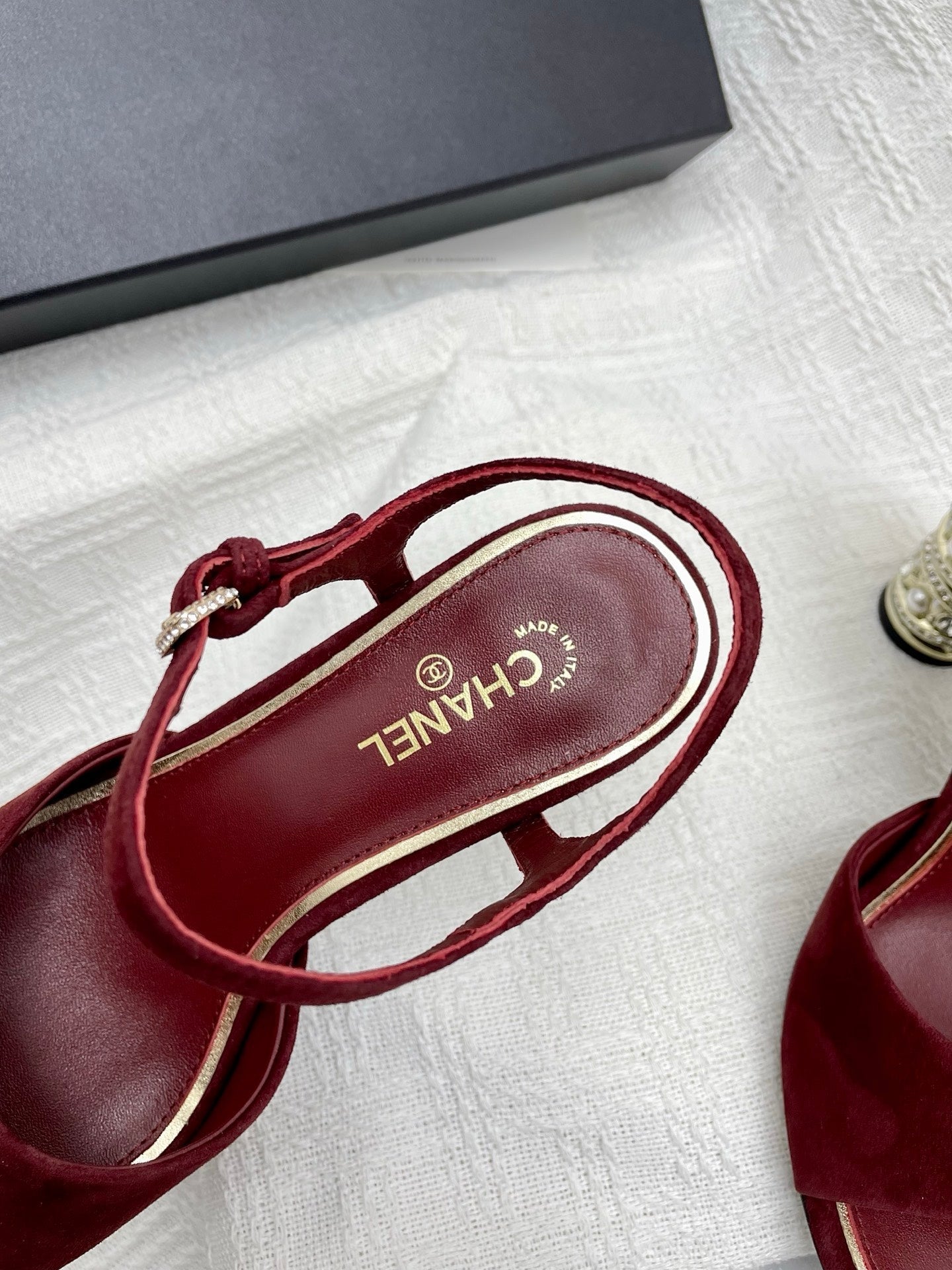 CHANEL 25p Slingback Heel 8cm Burgundy Suede