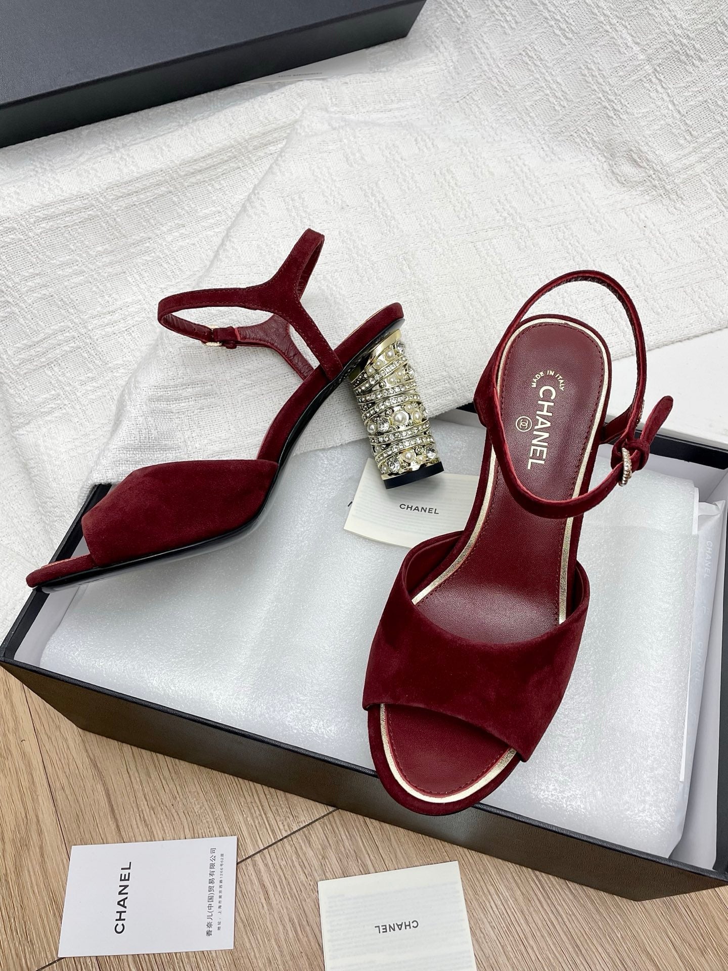 CHANEL 25p Slingback Heel 8cm Burgundy Suede