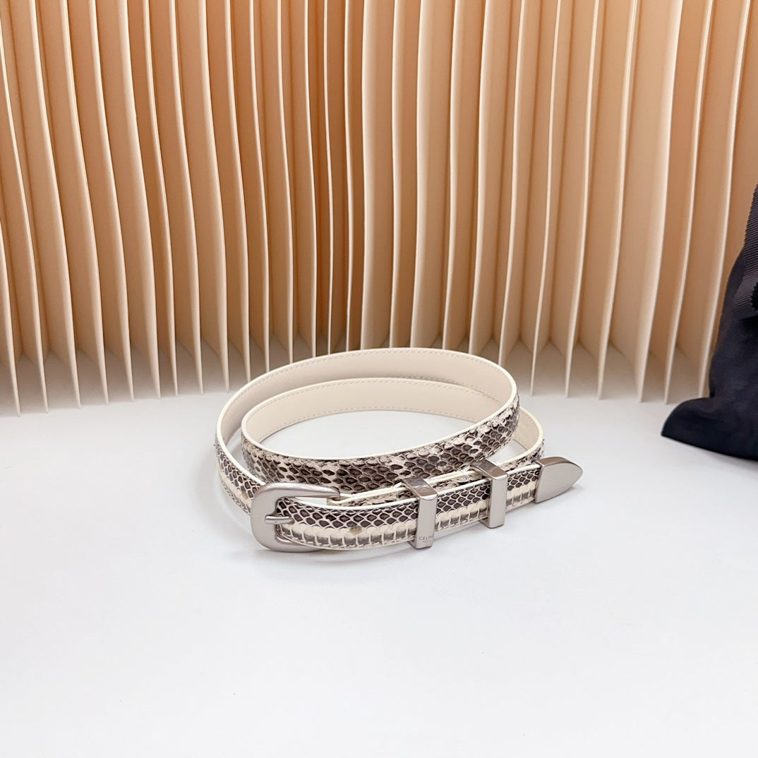 Celine Small Western Belt 18mm Black White Crocodile Embossed Calfskin Shw