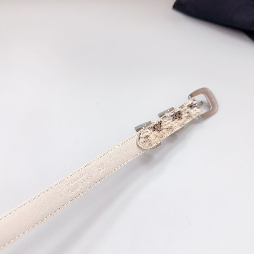 Celine Small Western Belt 18mm Black White Crocodile Embossed Calfskin Shw
