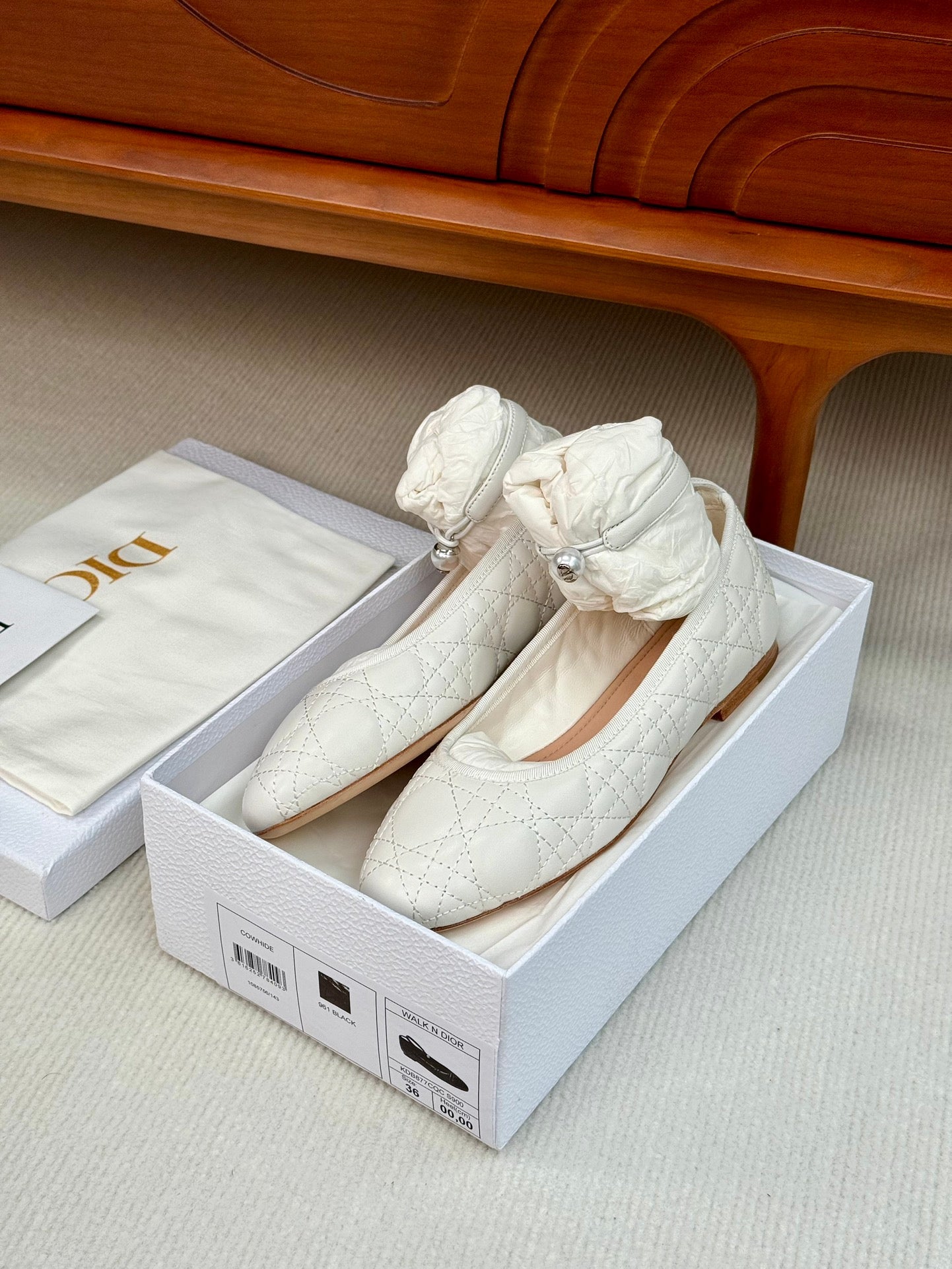 DIOR ballet flat white lambskin mop