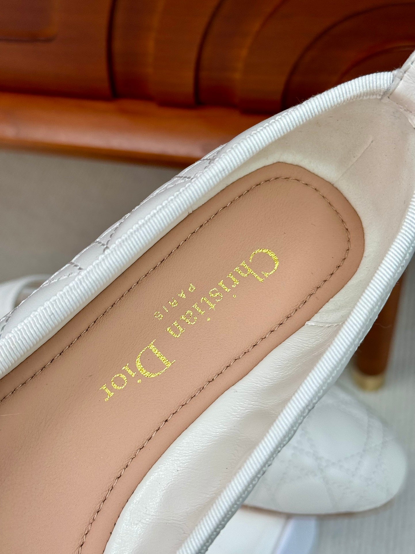 DIOR ballet flat white lambskin mop