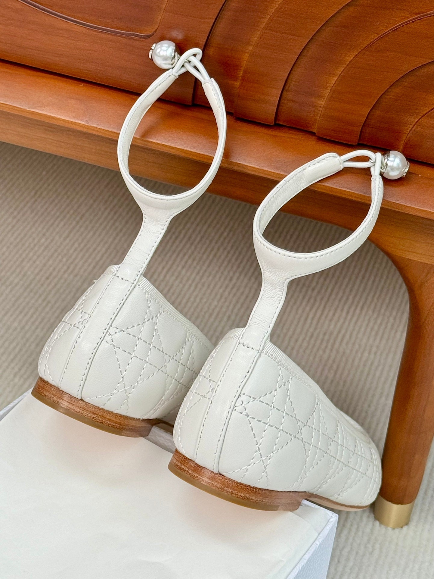 DIOR ballet flat white lambskin mop