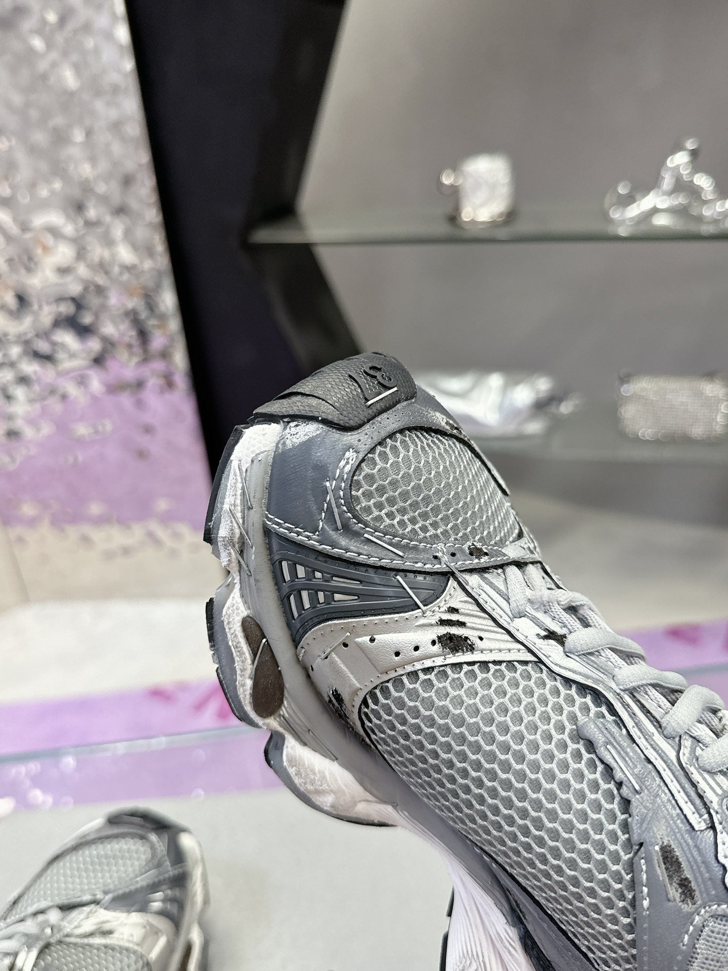 Balanciaga STAPLER SNEAKER IN GRAY POLYURETHANE AND POLYESTER