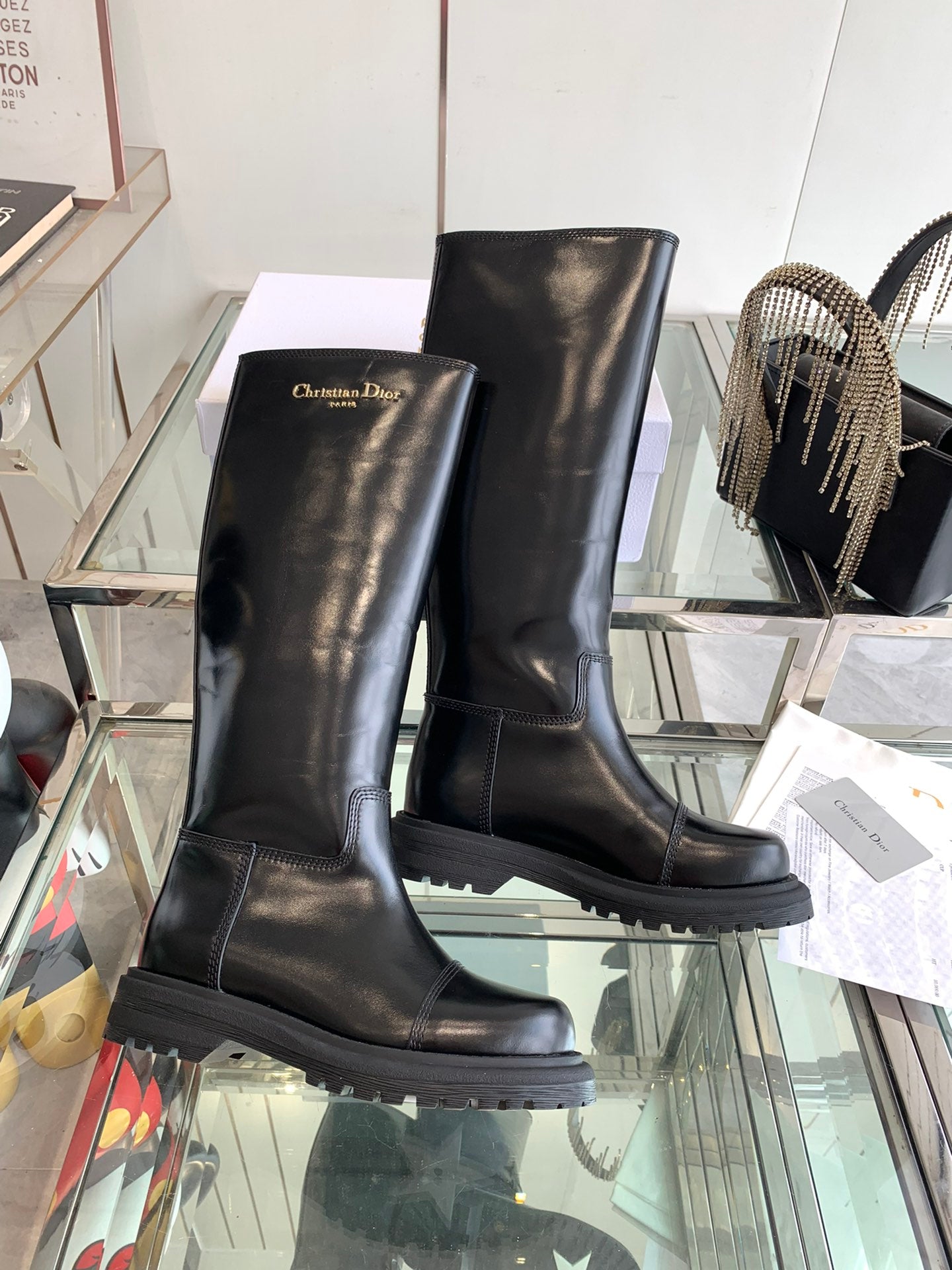 DIOR DIORebel Boot Glossy Black Calfskin