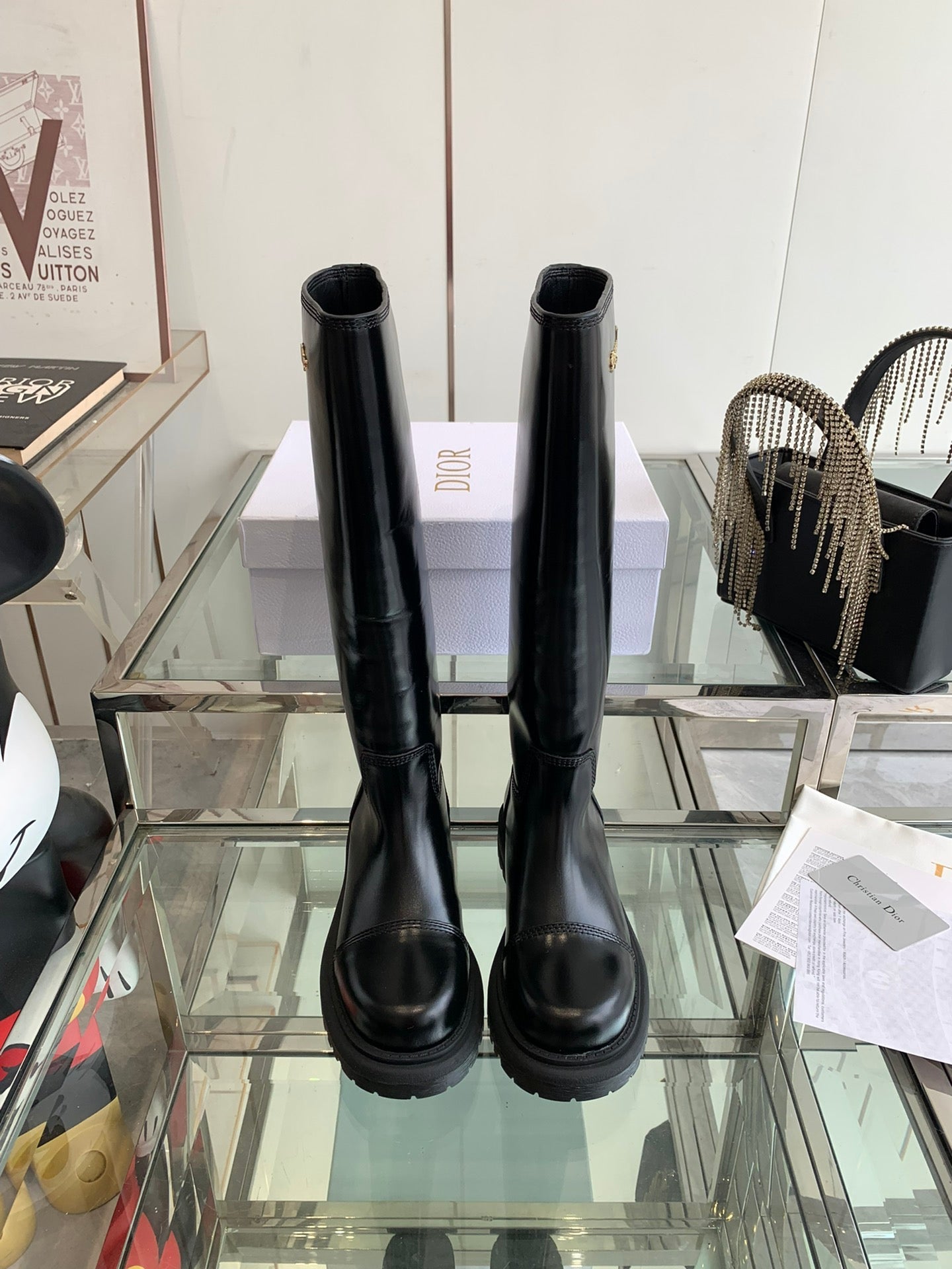 DIOR DIORebel Boot Glossy Black Calfskin