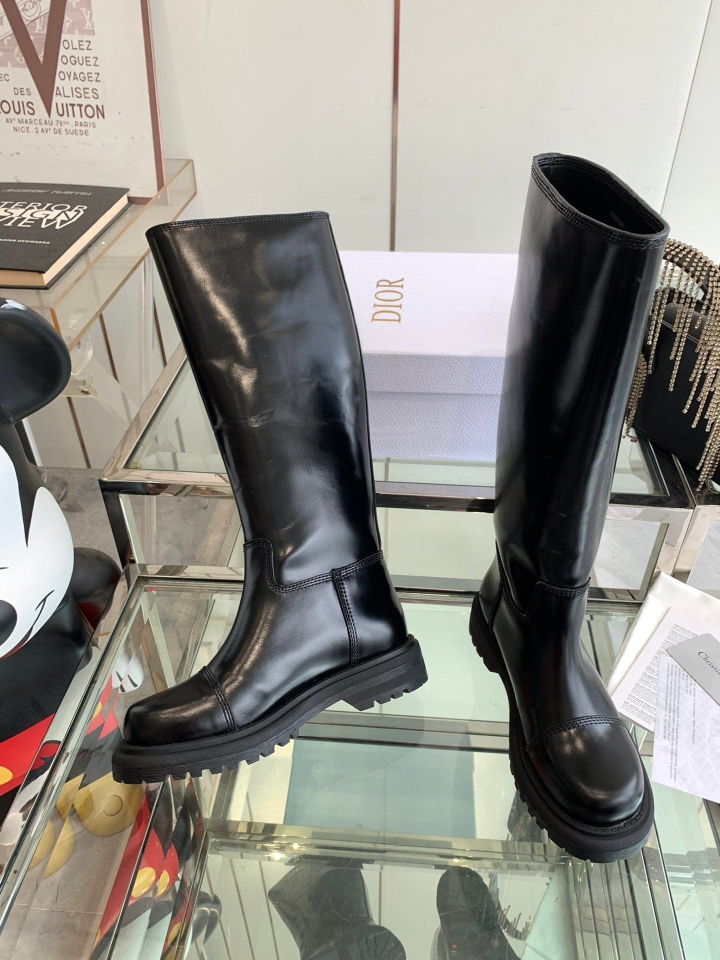 DIOR DIORebel Boot Glossy Black Calfskin