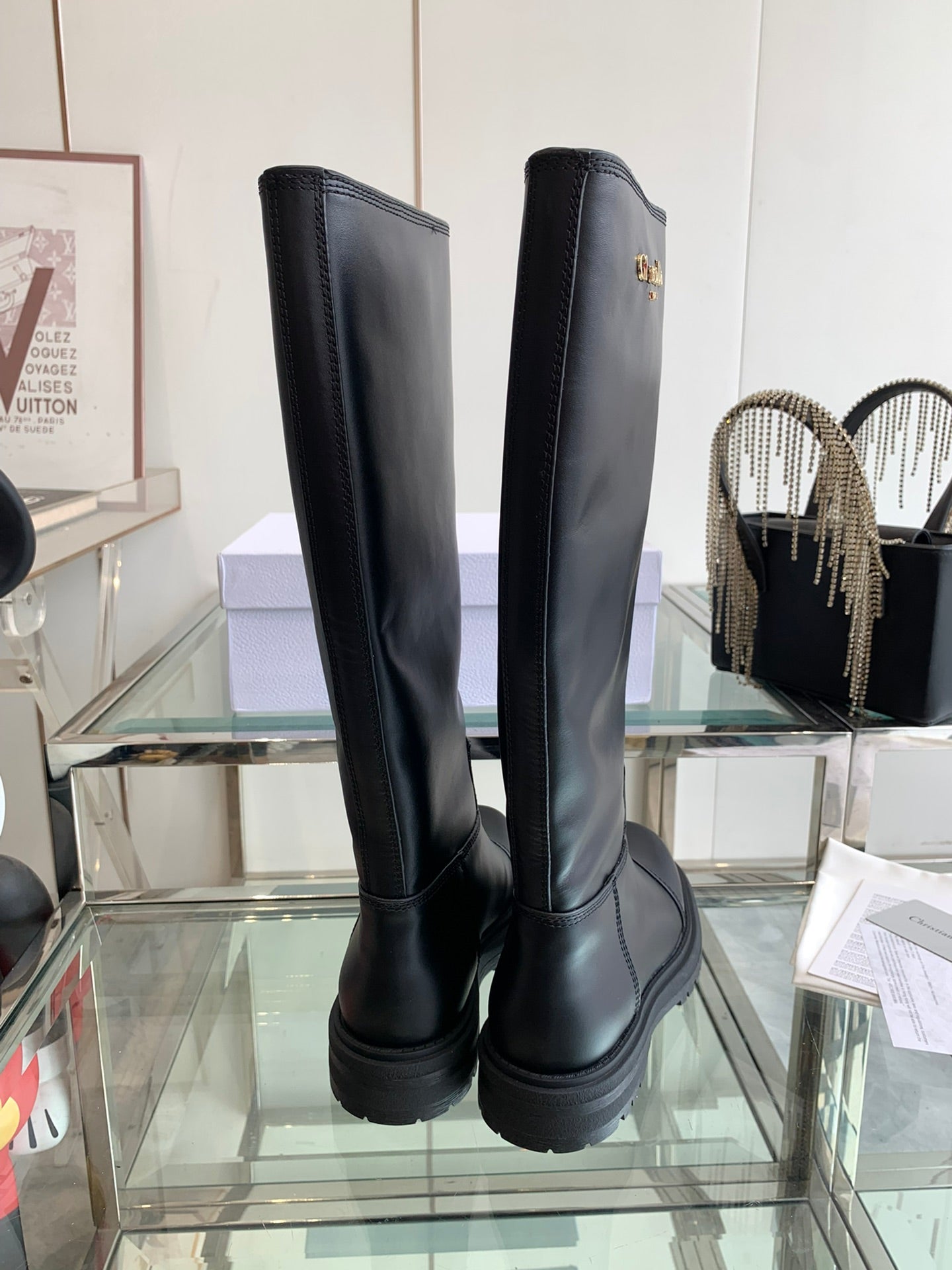 DIOR DIORebel Boot Plain Black Calfskin