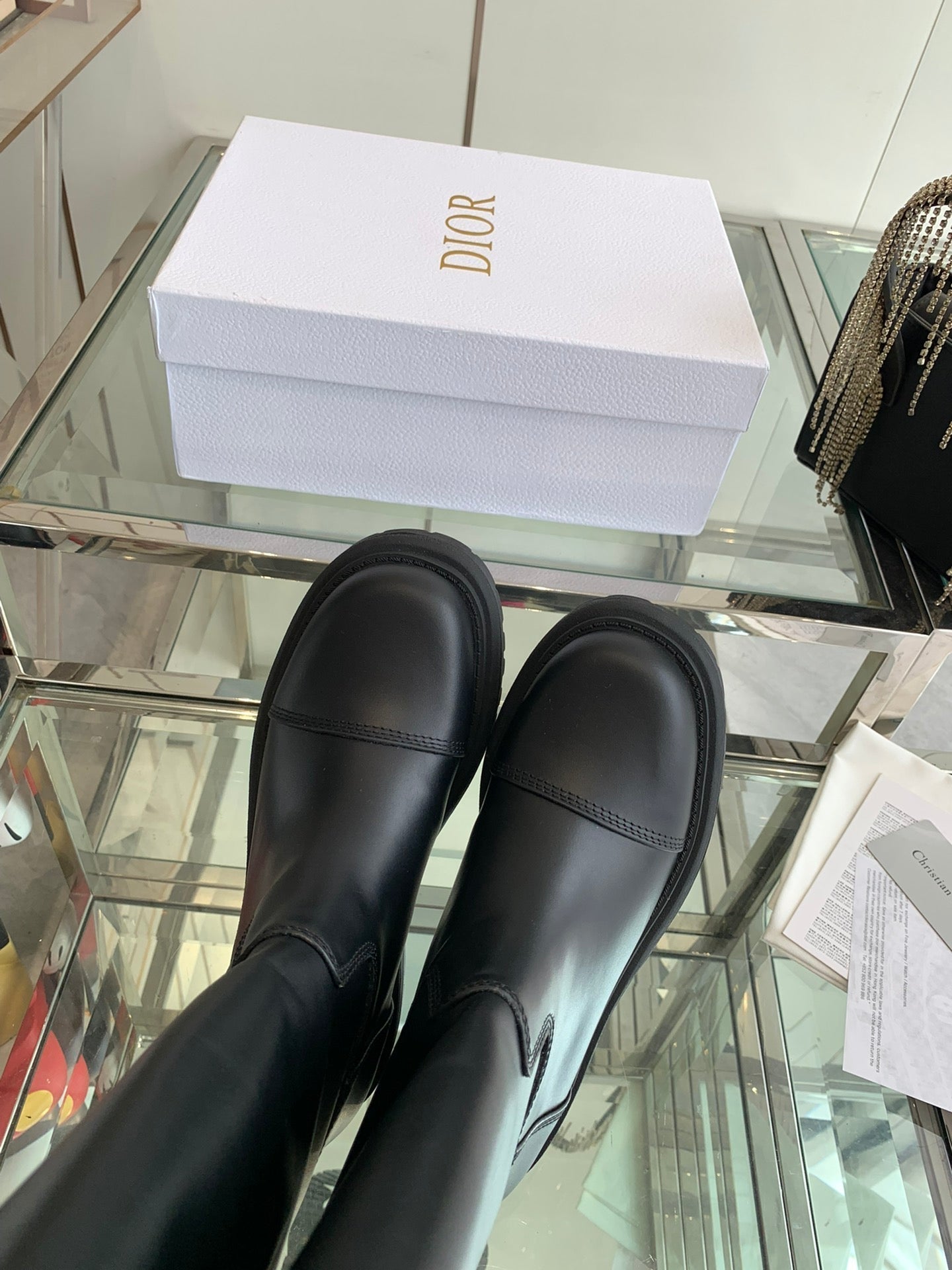 DIOR DIORebel Boot Plain Black Calfskin