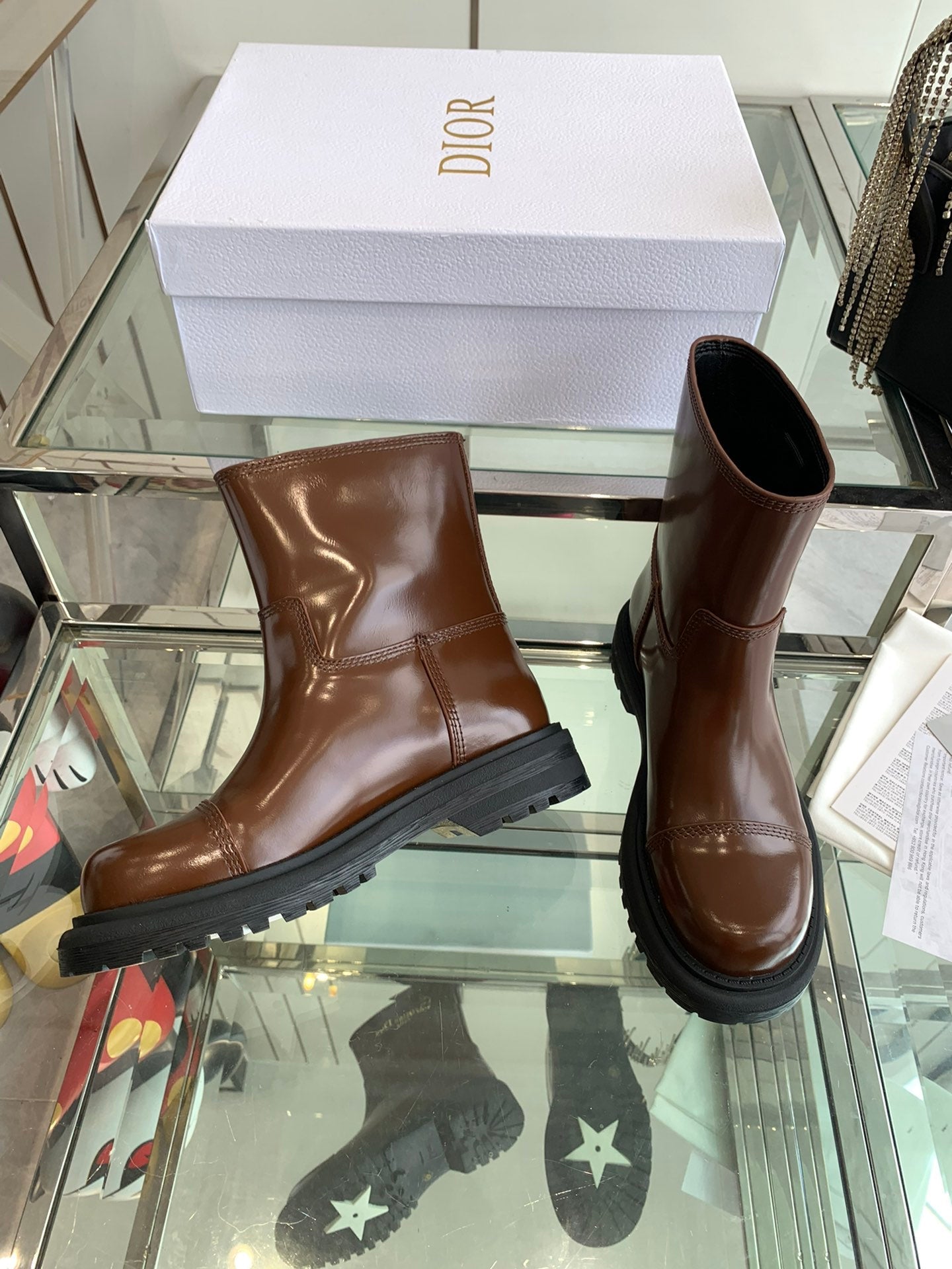 DIOR Ankle Boot Glossy Brown Calfskin