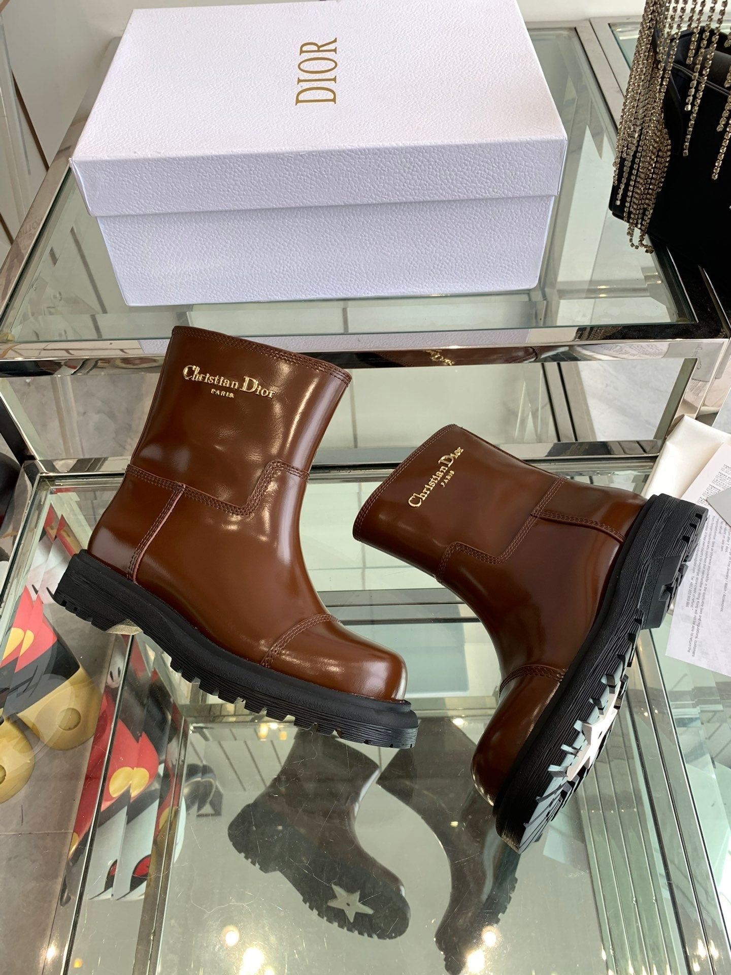 DIOR Ankle Boot Glossy Brown Calfskin