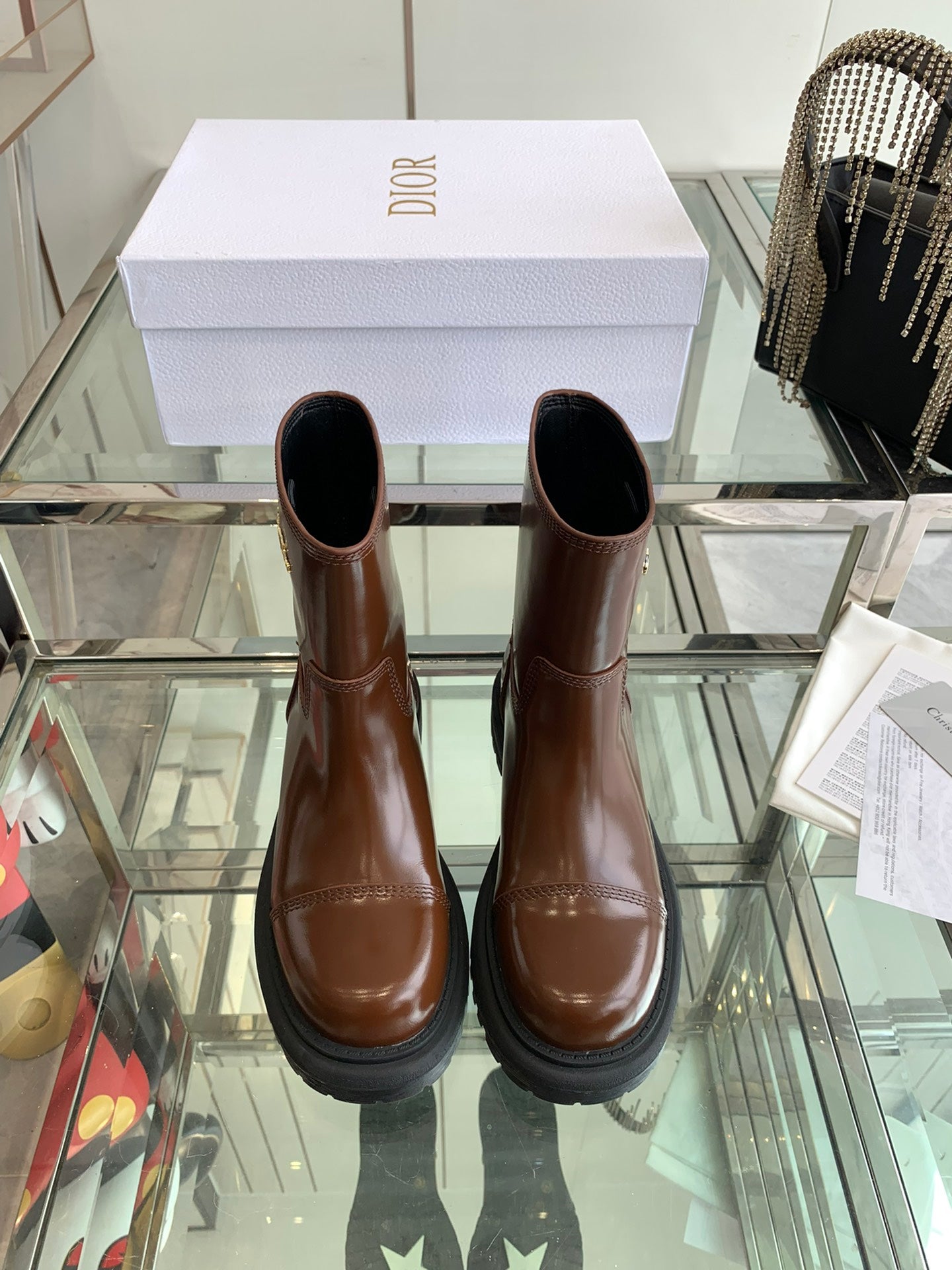 DIOR Ankle Boot Glossy Brown Calfskin