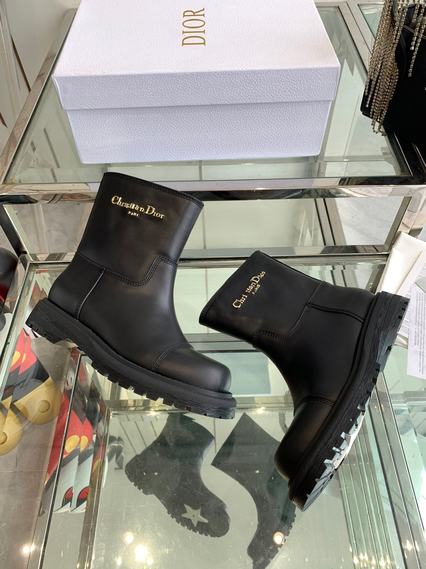 DIOR Ankle Boot Plain Black Calfskin