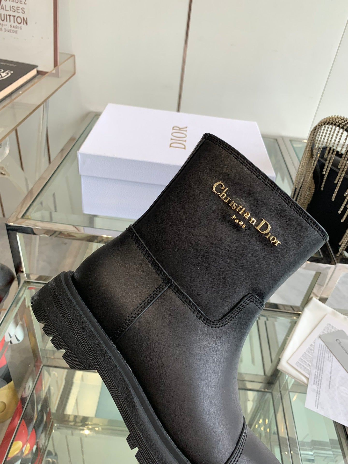 DIOR Ankle Boot Plain Black Calfskin