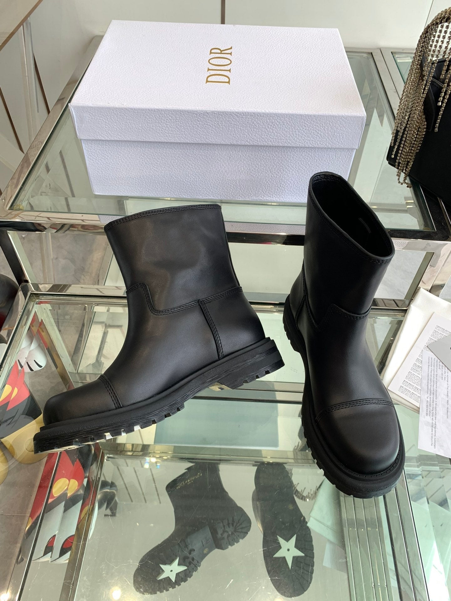 DIOR Ankle Boot Plain Black Calfskin