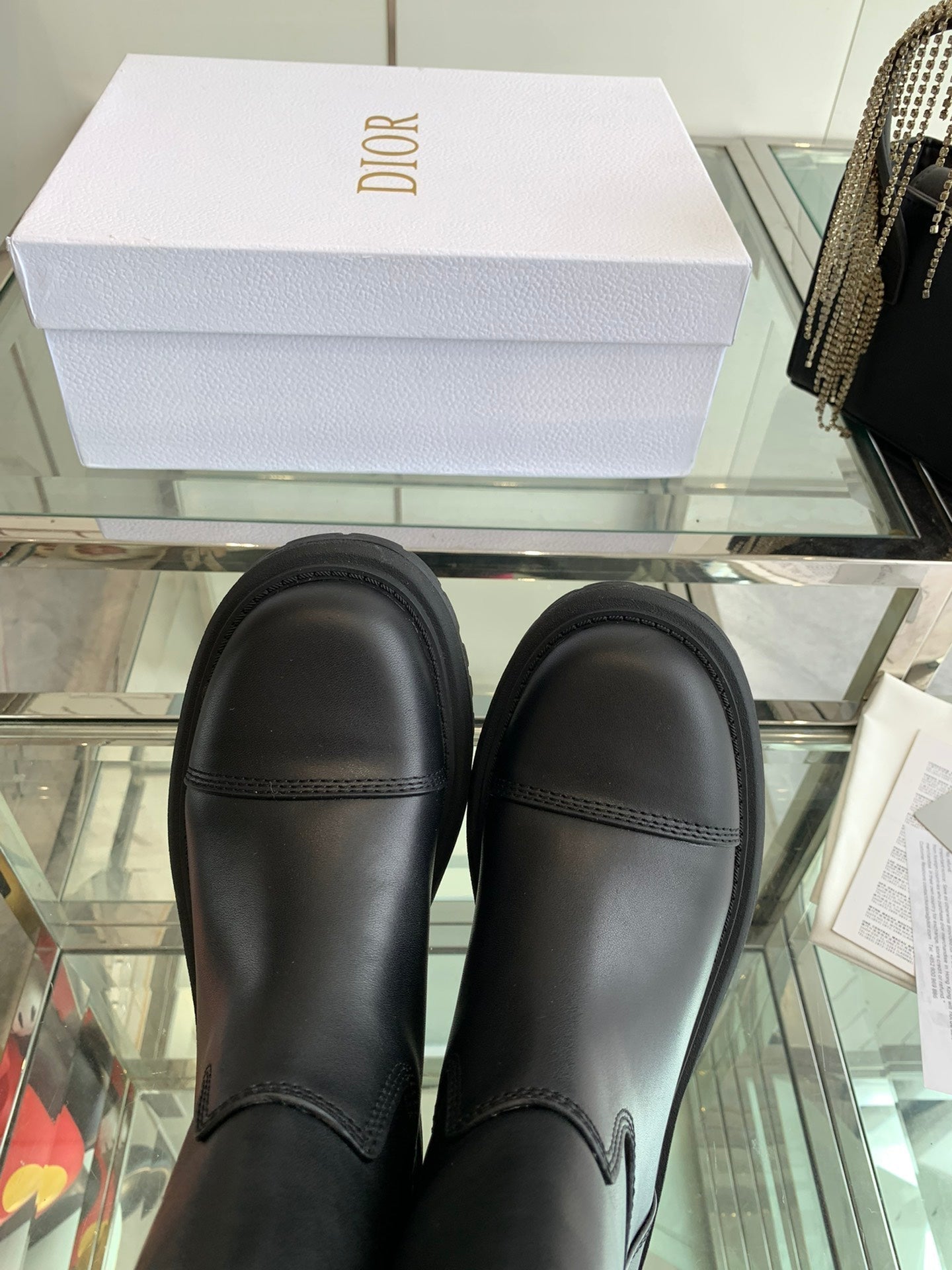 DIOR Ankle Boot Plain Black Calfskin