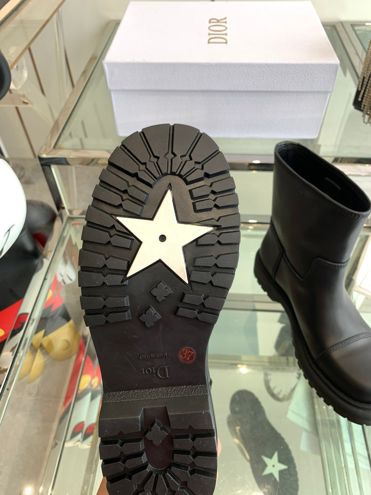 DIOR Ankle Boot Plain Black Calfskin
