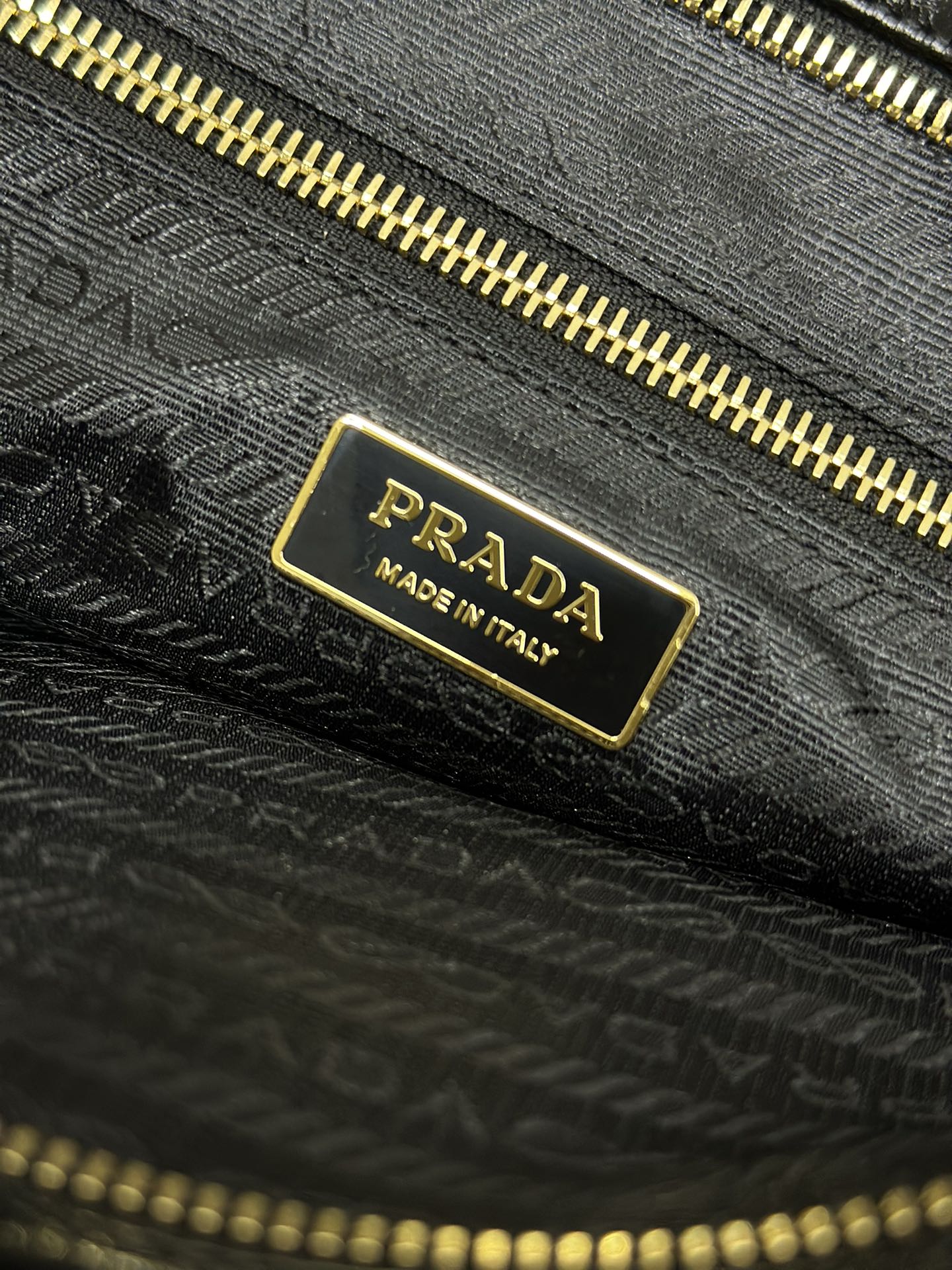 PRADA TOTE BAG WITH BELT 42 IN BLACK OIL WAX LAMBSKIN GOLD HARDWARE