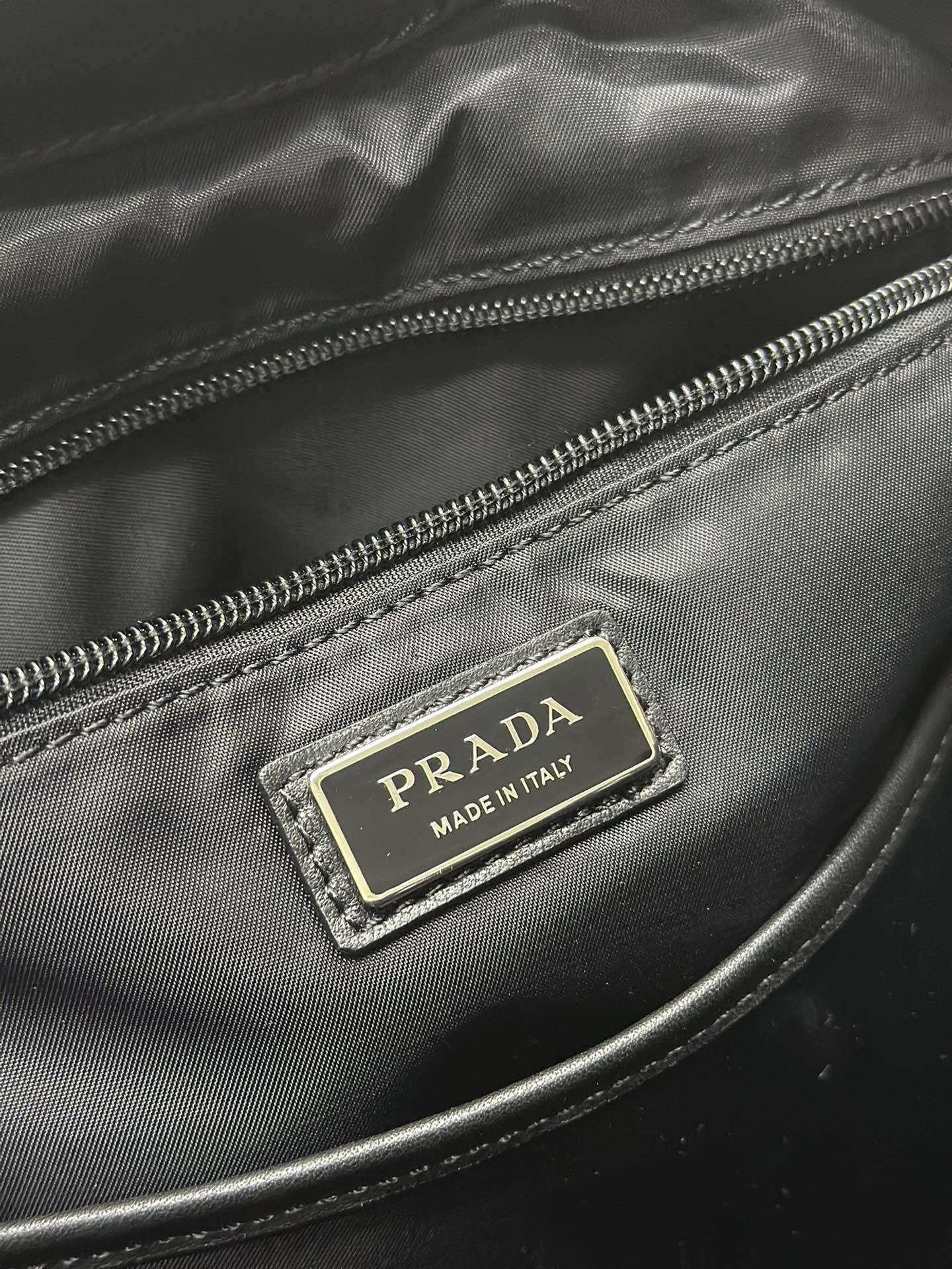 PRADA TRIANGLE LOGO BACKPACK 42 IN BLACK RE-NYLON